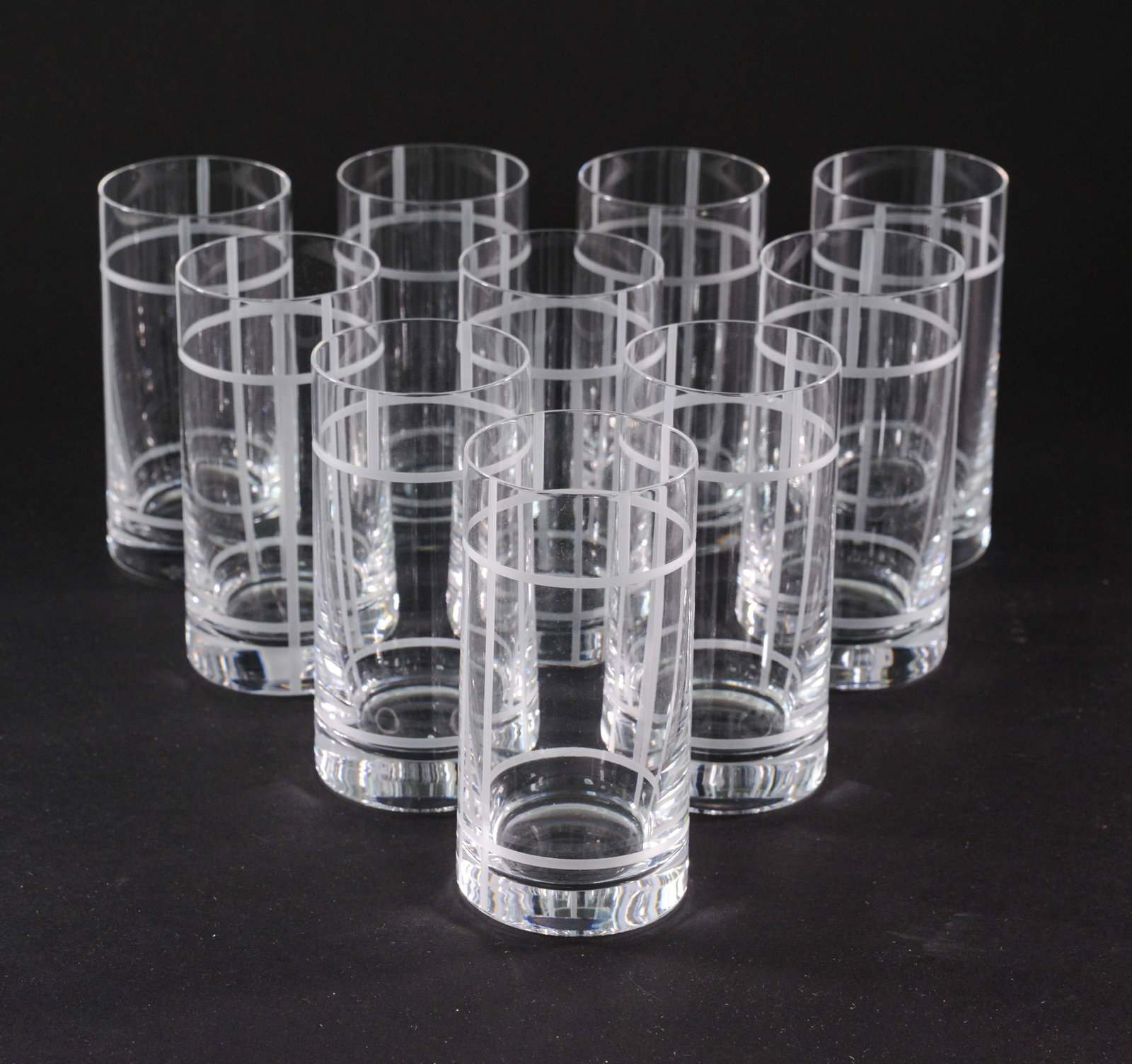 Ten Kate Spade Highball Glasses.: Height 6 inches, with padded case.