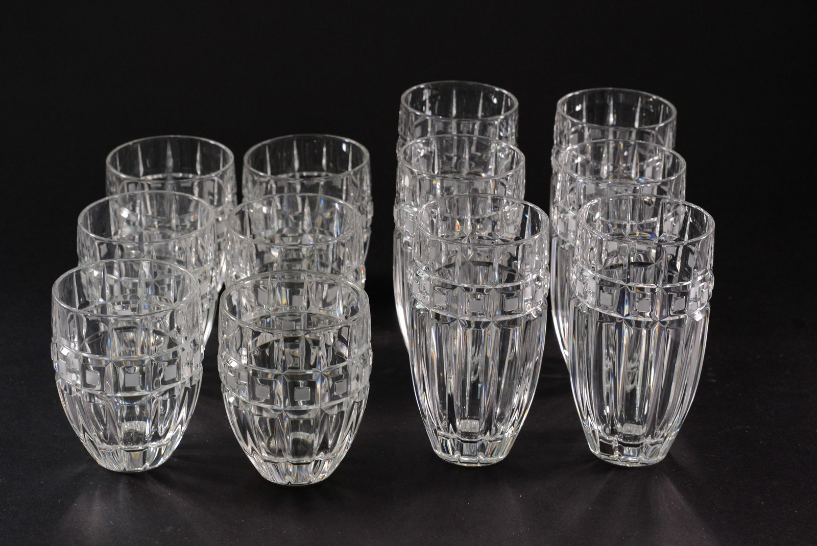 Twelve Waterford Marquis Crystal Glasses.: Six rocks, six highball. A few small chips.