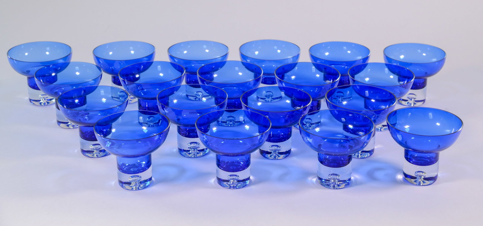 Eighteen Cobalt Blue Glass Dessert Bowls.: Height 4 inches.