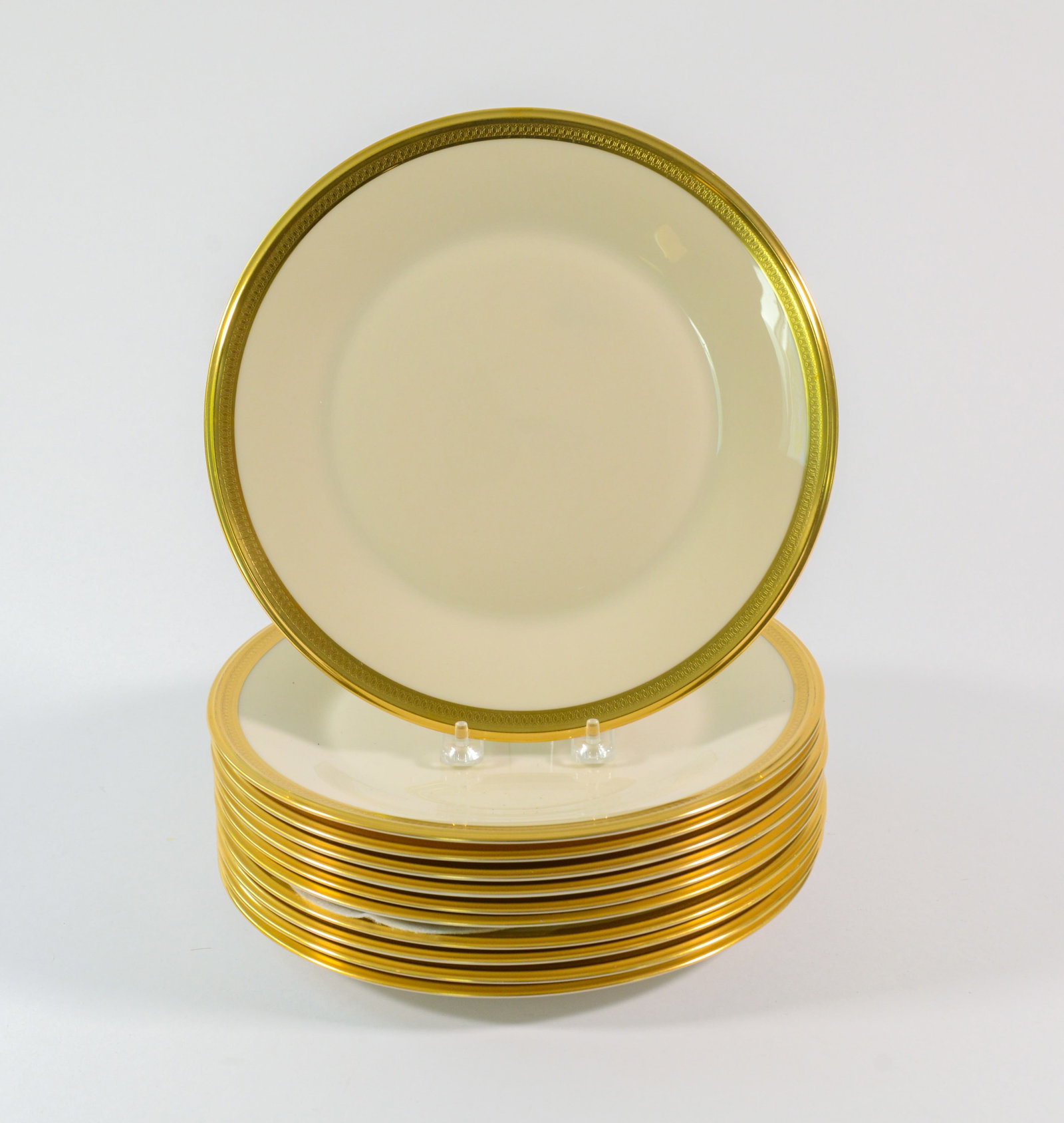 Eleven Lenox Aristocrat Dinner Plates.: Diameter 10.5 inches.