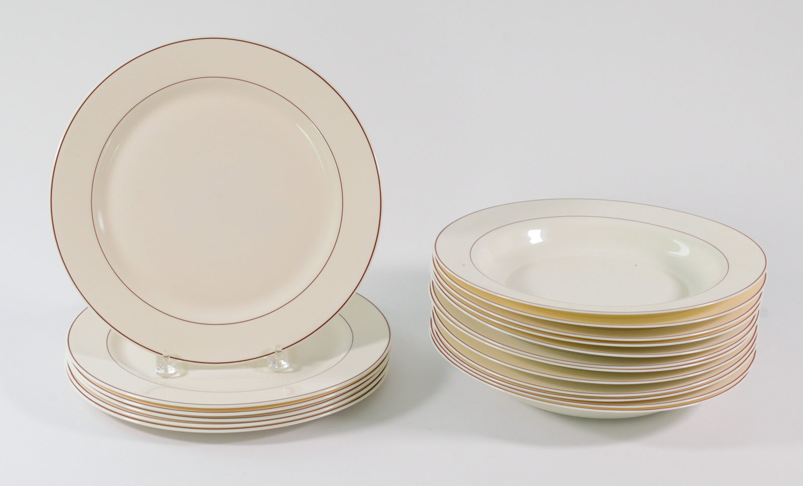 Six Arcopal Plates and Twelve Bowls.: Diameters 12.5 inches.