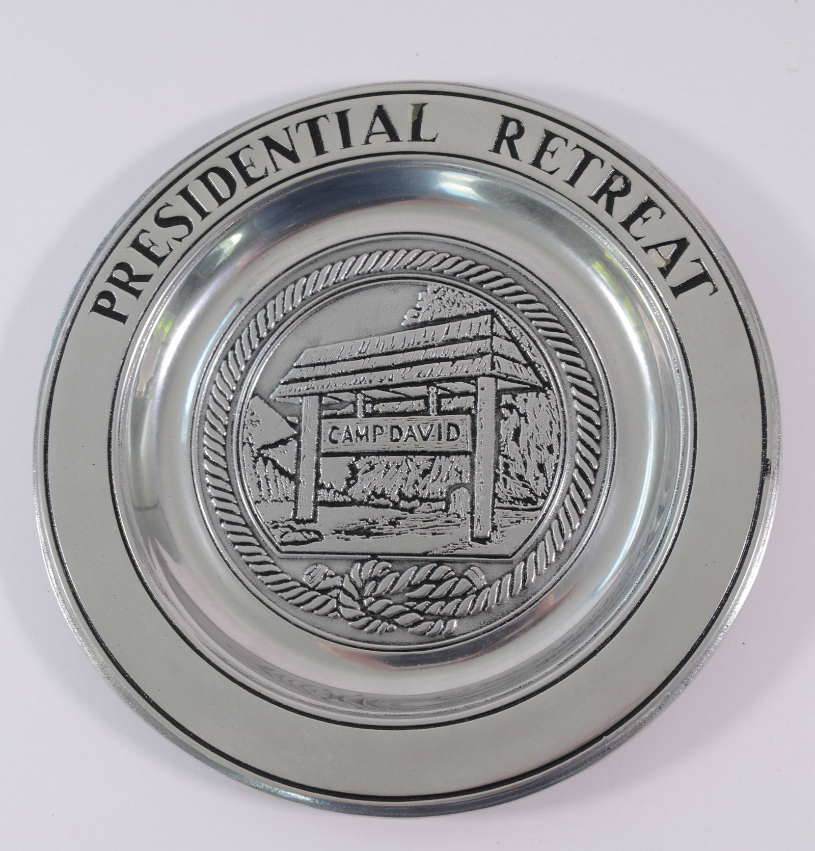 Camp David Pewter Plate.: Diameter 11 inches.