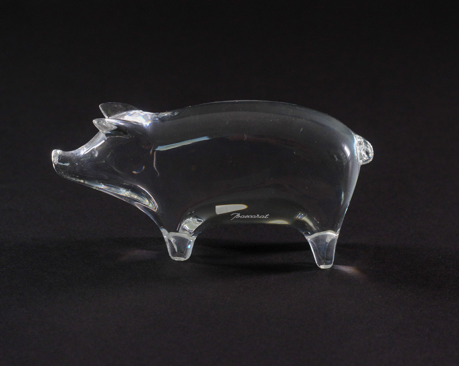 Baccarat Glass Pig.: Length 5.5 inches.
