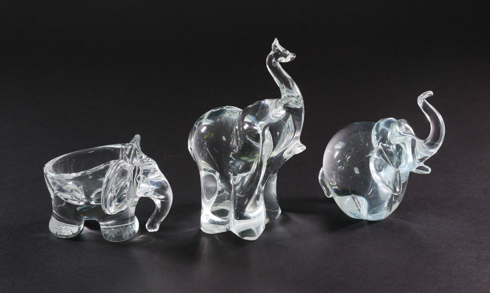 Three Glass Elephants. - 2