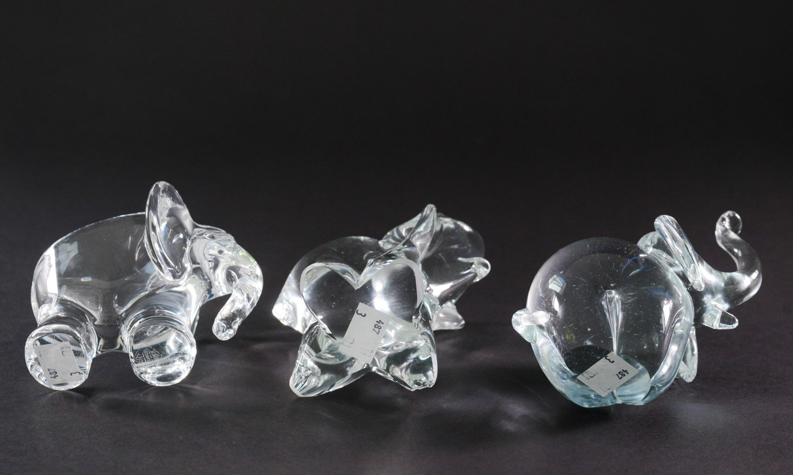 Three Glass Elephants. - 3