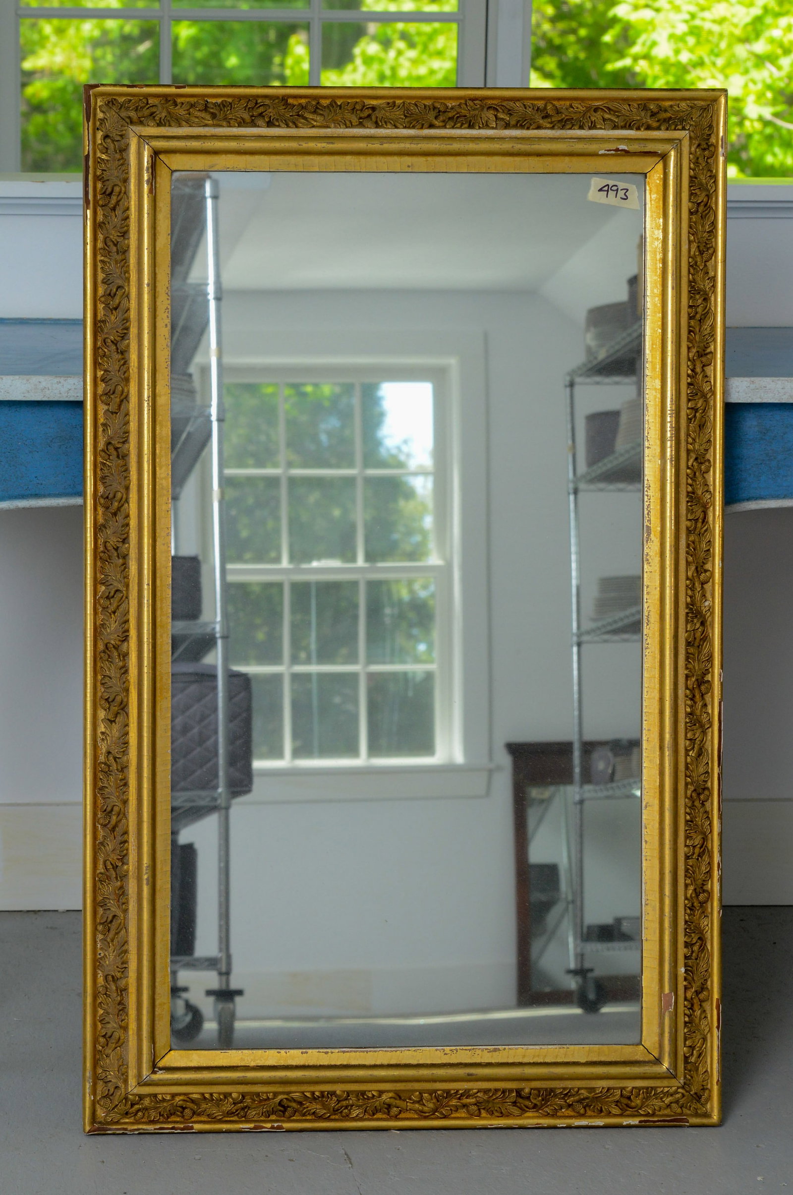 Large Gilt Mirror.: 42.5 x 26 inches. Some losses.