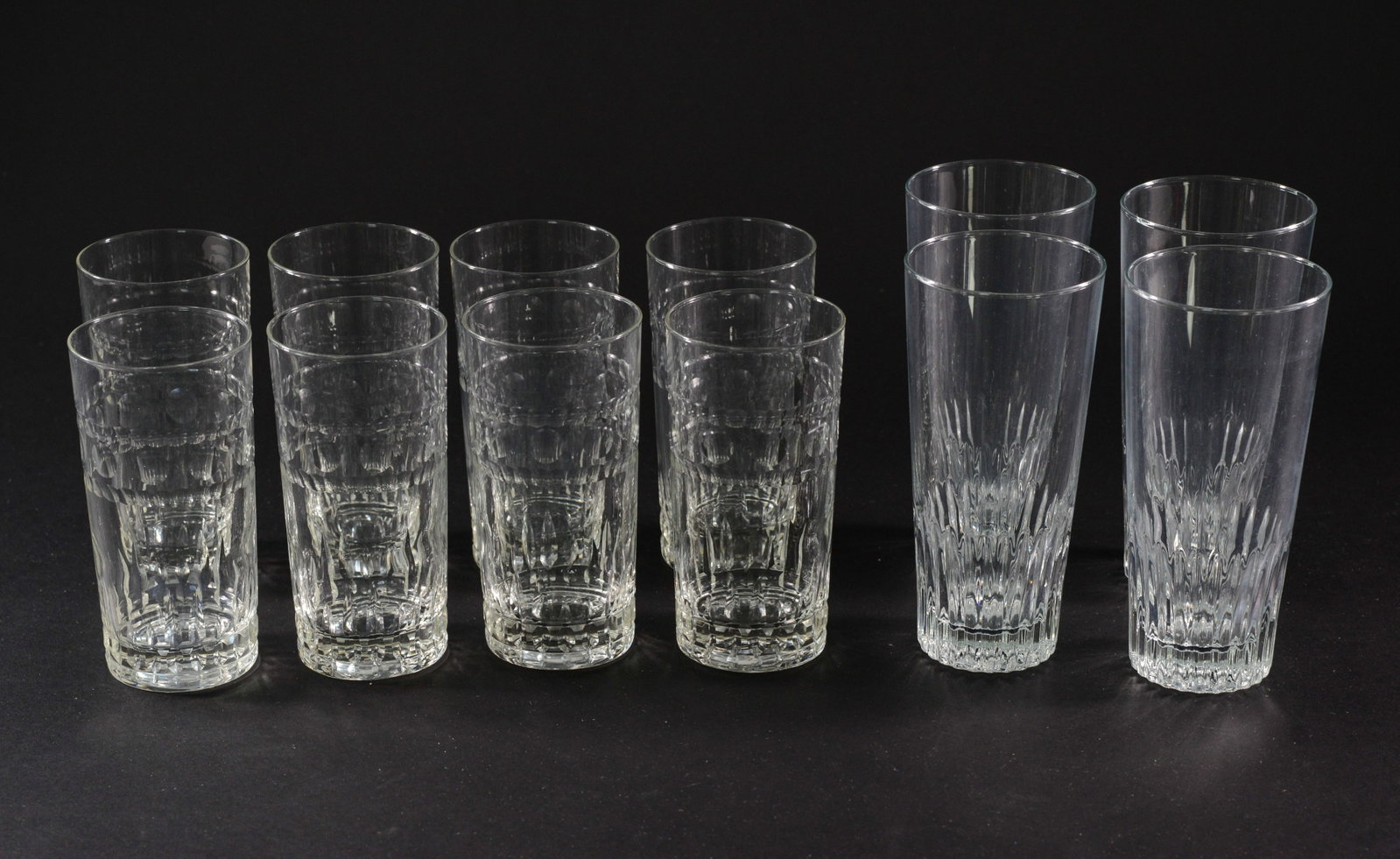Twelve Highball Glasses.: Tallest 6.5 inches.