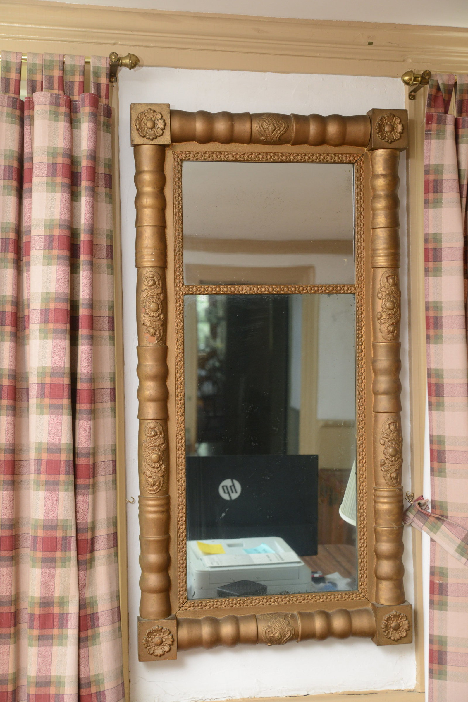 Federal Gilt Mirror: 42 x 21 inches.