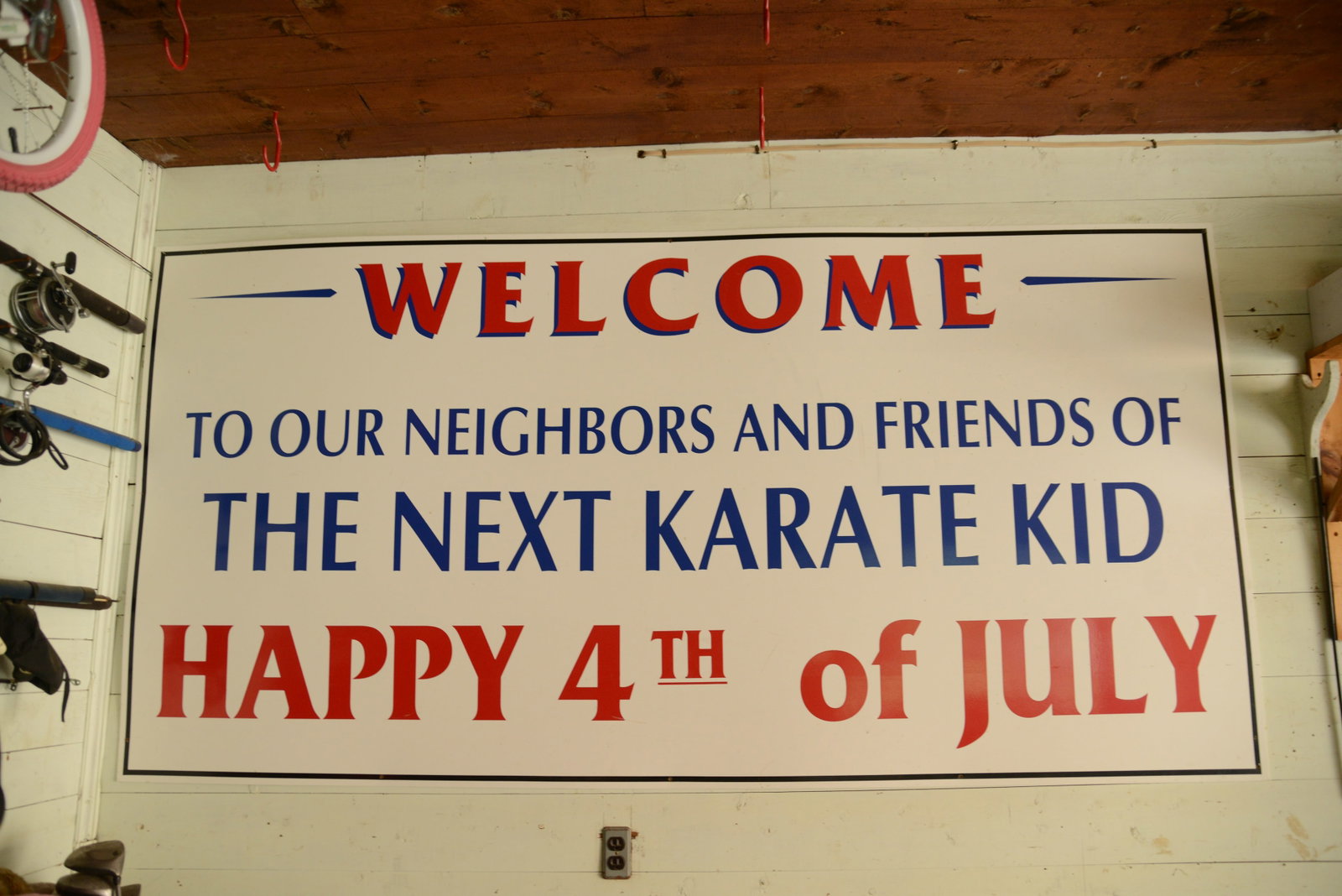 Next Karate Kid Fourth of July Poster.: From a cast party held in Kennebunkport, Maine. 4 x 8 feet. NO SHIPPING AVAILABLE. This item must be picked up Friday, June 19th in Kennebunkport, Maine.