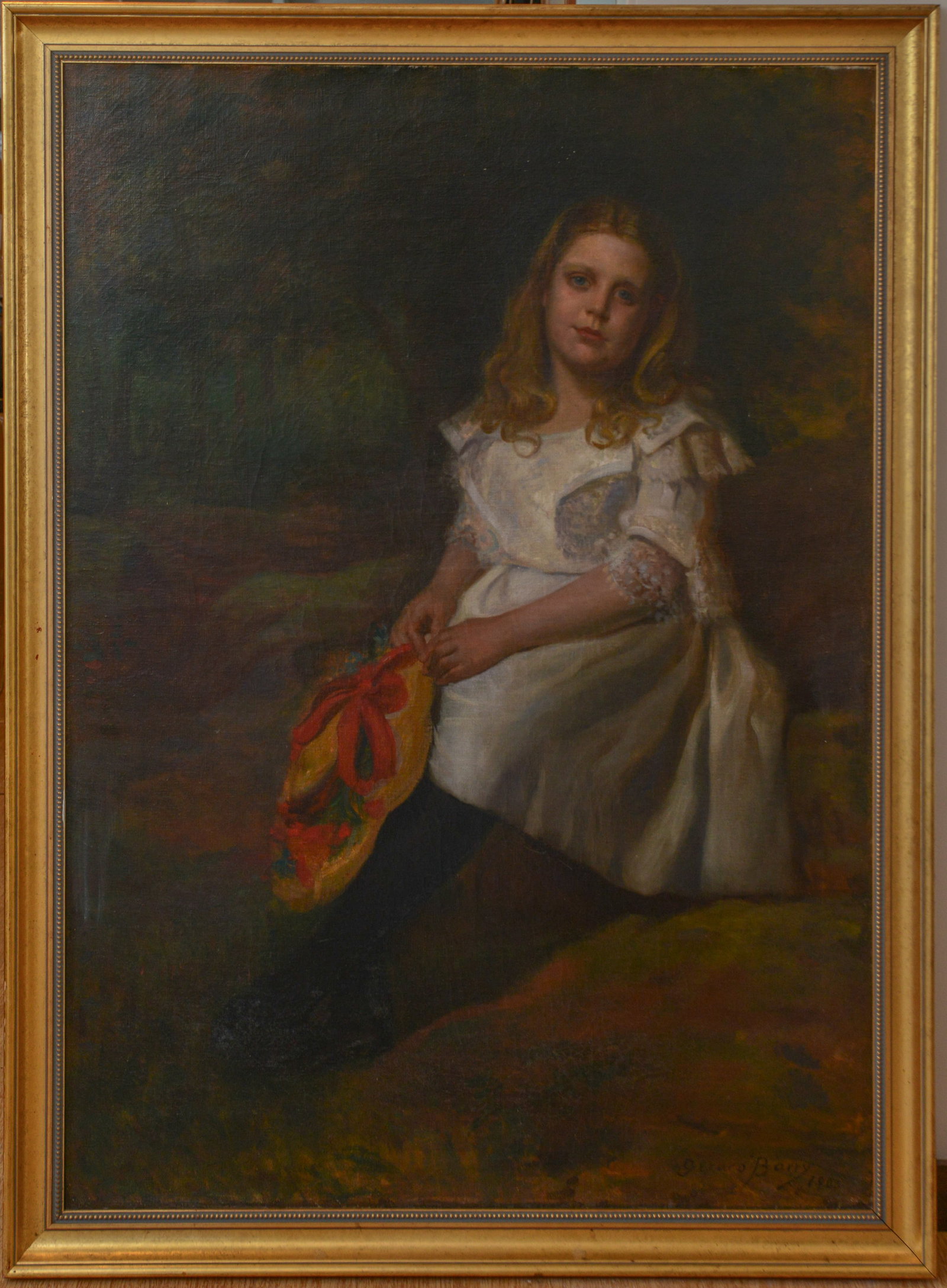 William Gerard Barry (1864 - 1941). Portrait of a Girl.: Oil on canvas, signed & dated 1903 LR. 41 x 58 inches. Framed, 64 x 47 inches.