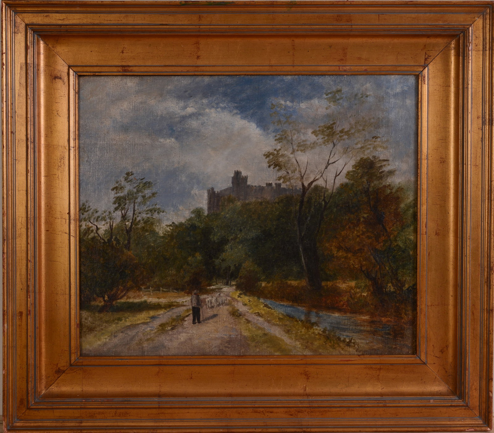 19th Century Landscape With Shepherd.: Oil on canvas, 20 x 24 inches. Framed, 30 x 33 1/2 inches.