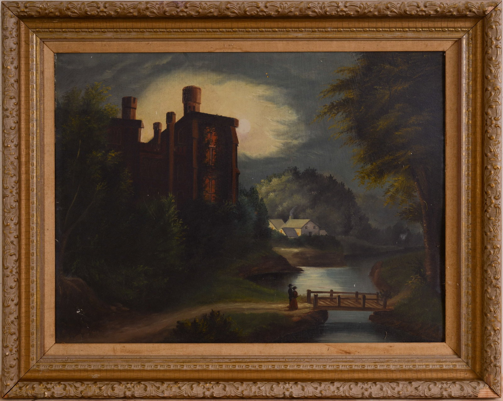 19th Century American School Landscape.: Oil on board, 19 1/2 x 25 1/2 inches. Framed, 23 1/2 x 29 1/2 inches.