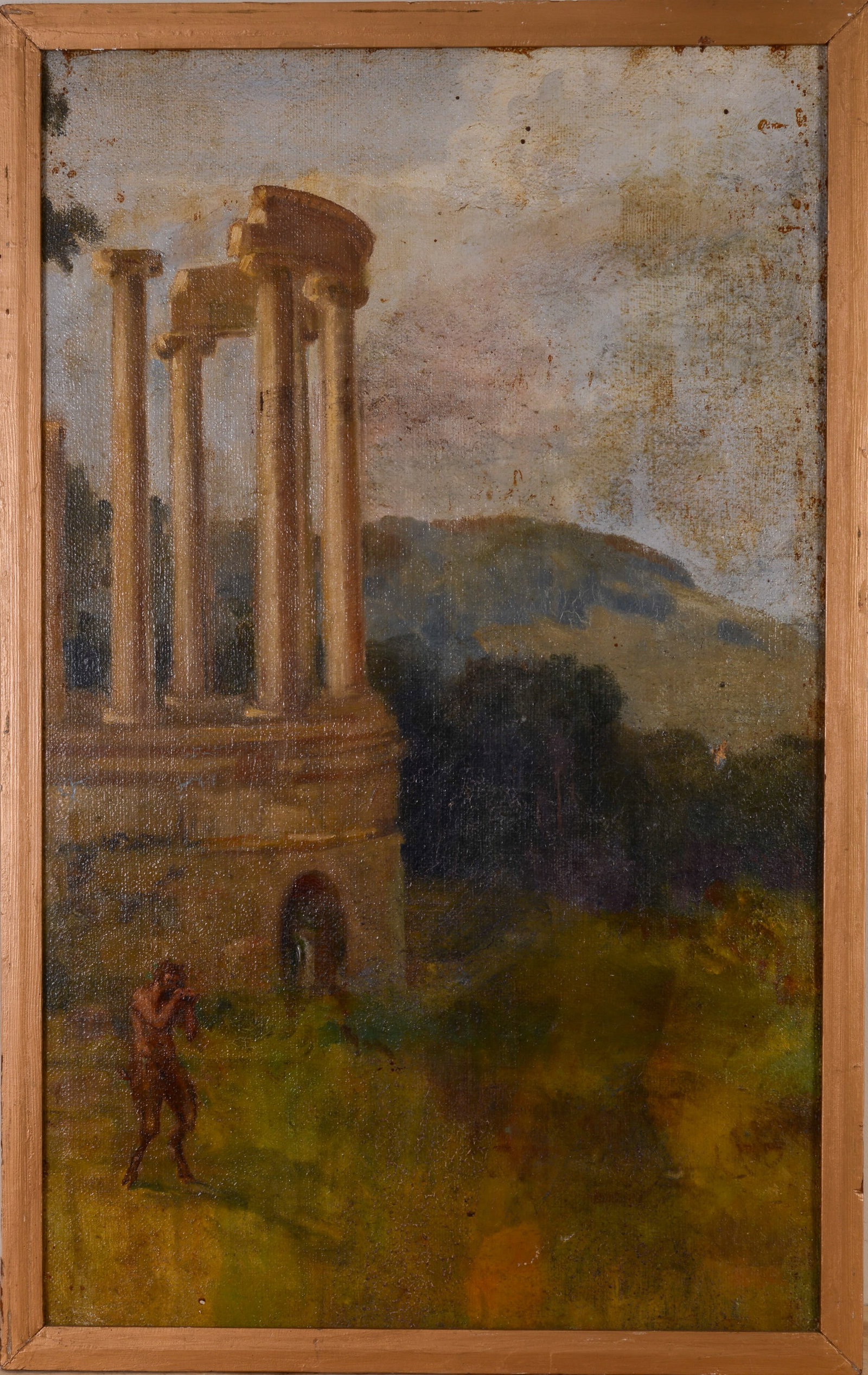Nineteenth Century European Painting With Faun.: Oil on board, 36 x 22 inches.