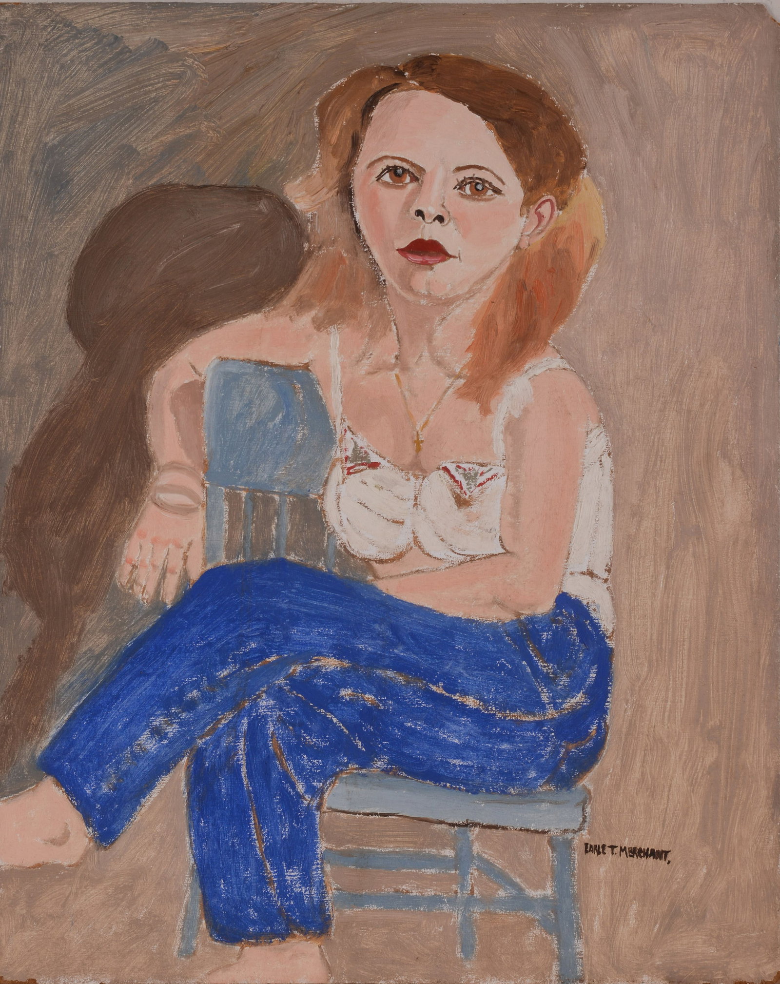 Earle Merchant (1903 - 1997). Madeleine St. Johnston Romano, Age 16.: Oil on board, 20 x 16 inches. Wednesday, August 13, 1980.