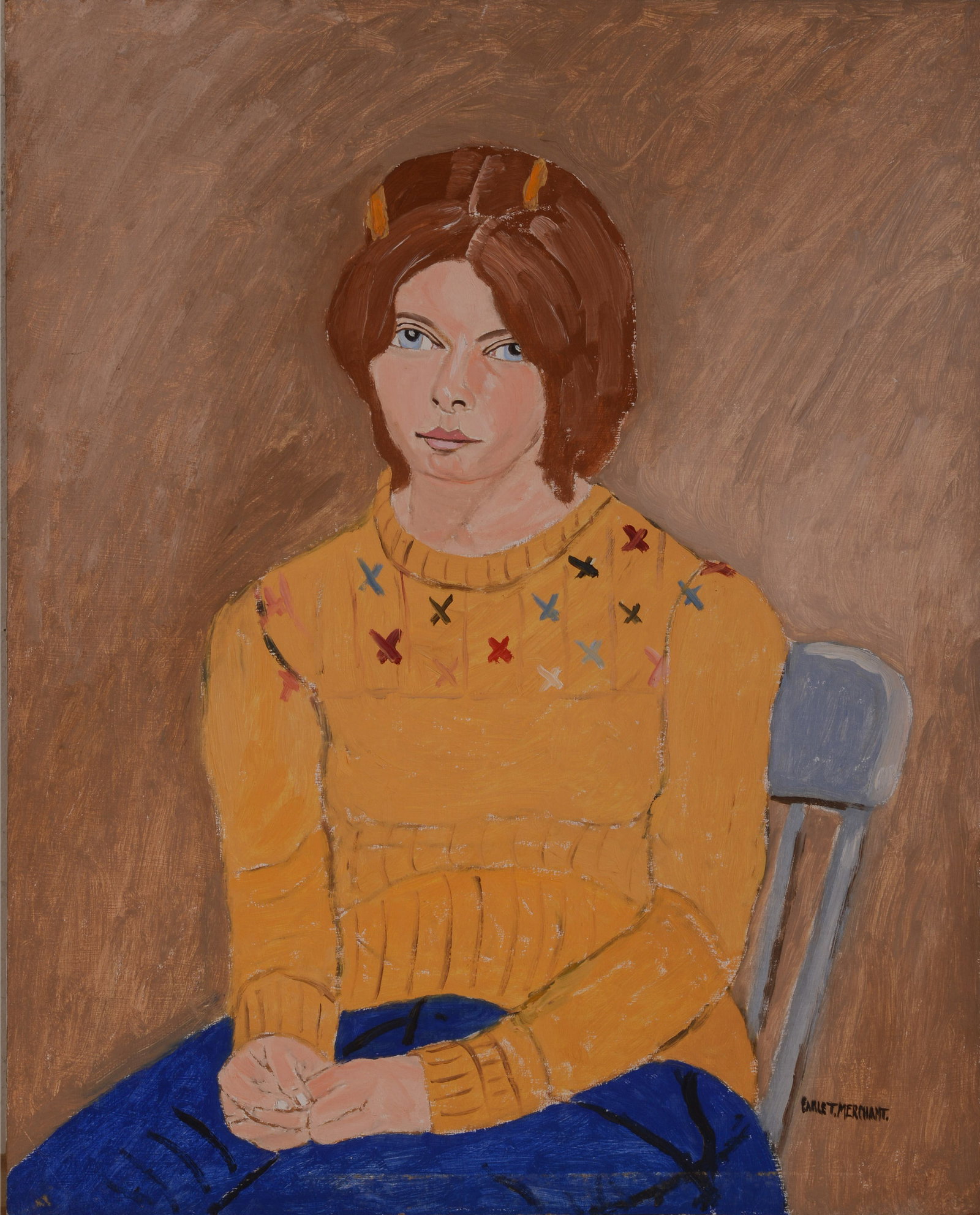Earle Merchant (1903 - 1997). Michele Burlingham.: Oil on board, 20 x 16 inches. Saturday, November 10, 2979.