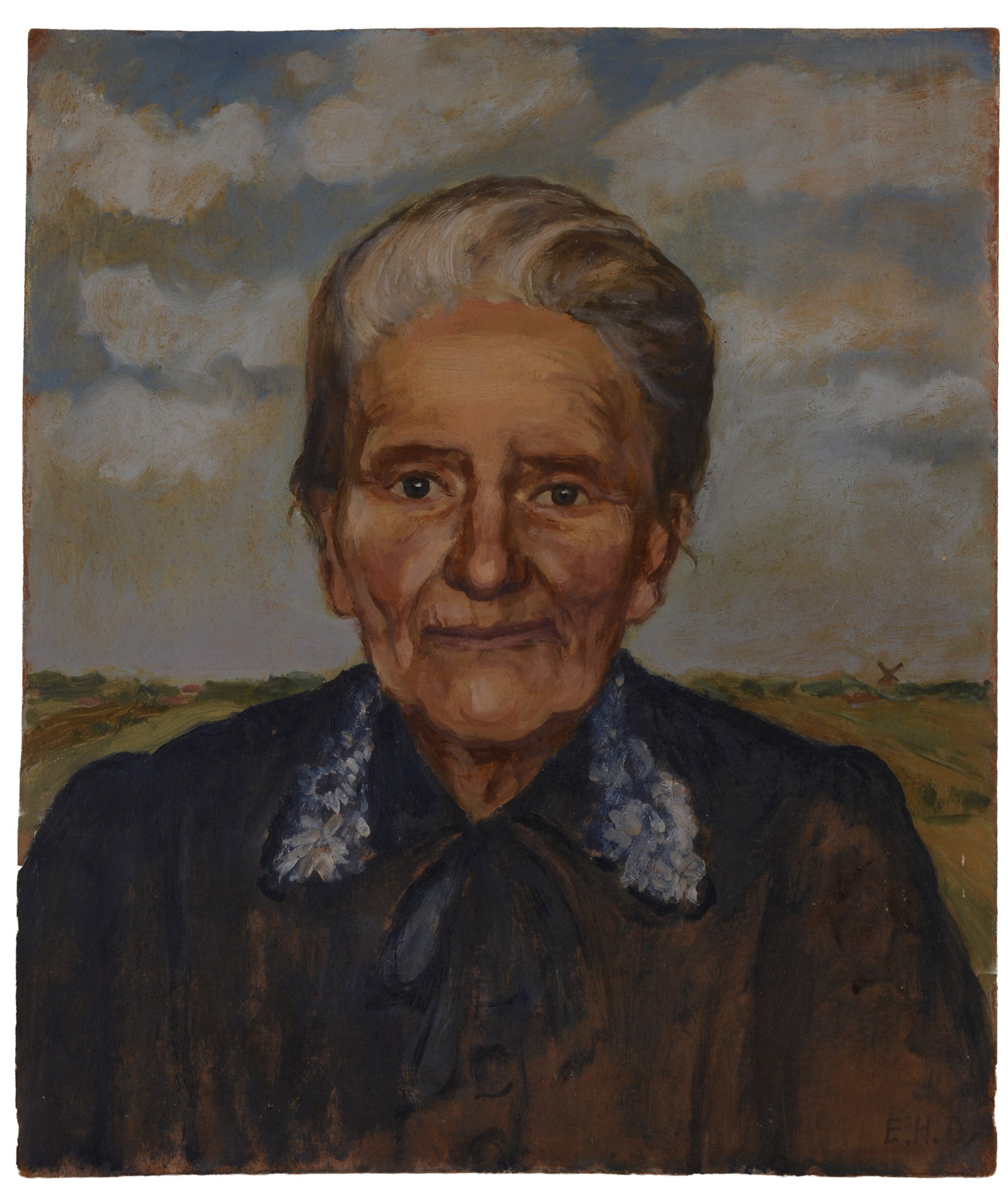 Mid Century Portrait of a Woman.: Oil on board, 20 x 17 inches.
