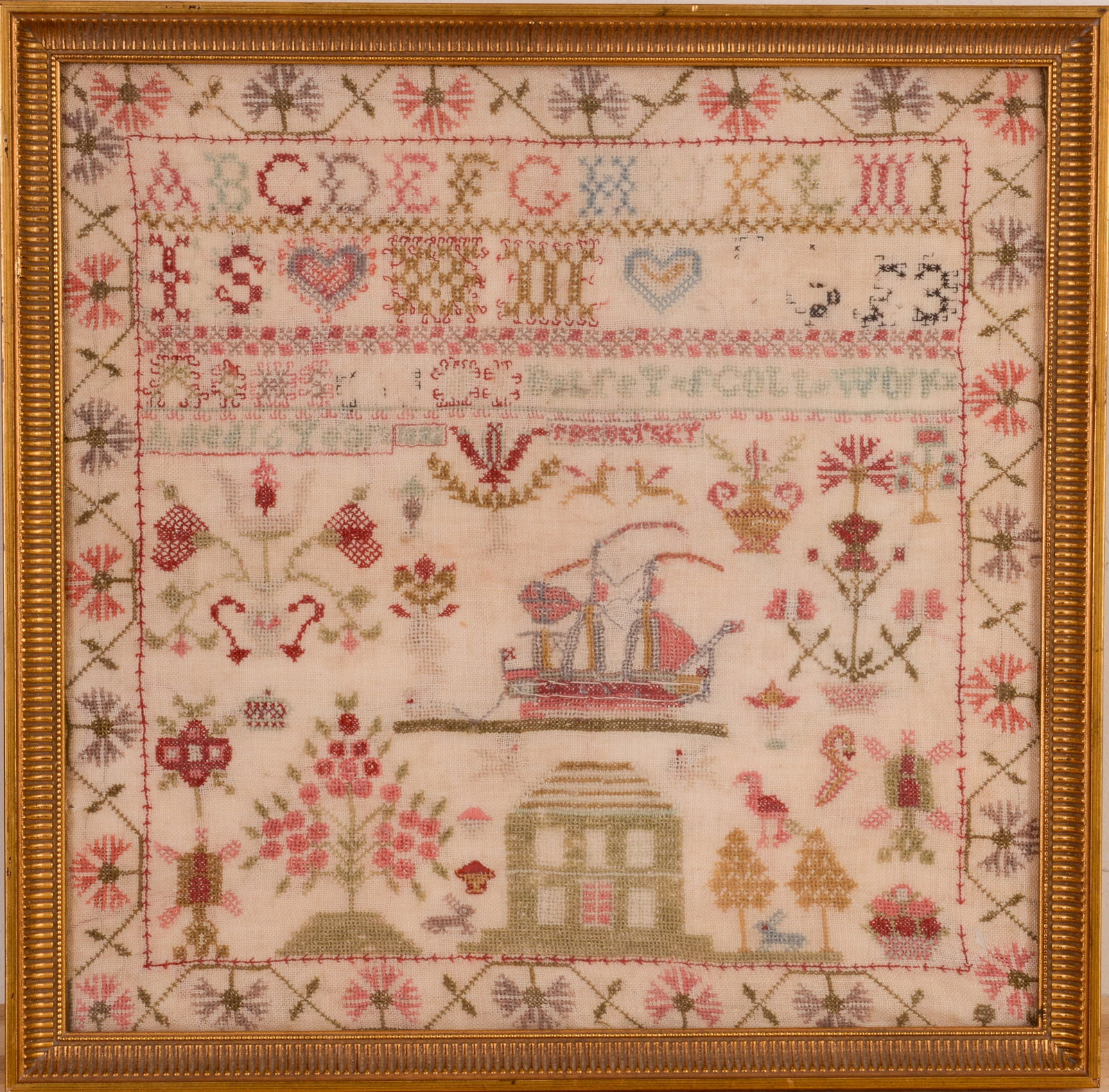 19th Century Schoolgirl Sampler. (1 of 2)