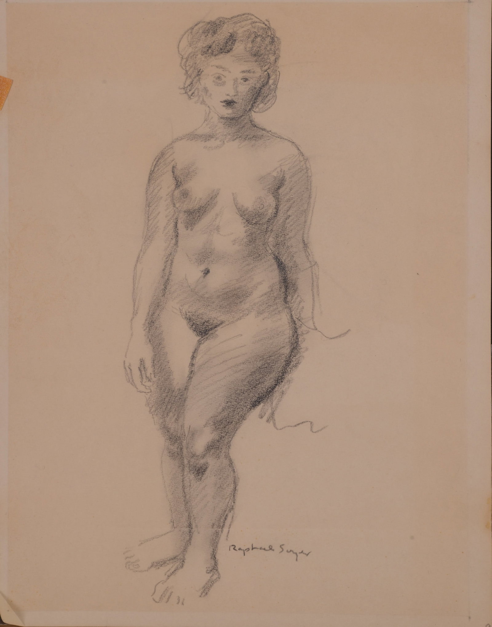 Raphael Soyer (1899-1987). Nude Female.: Pencil on paper, 15 x 12 inches, signed lower right.