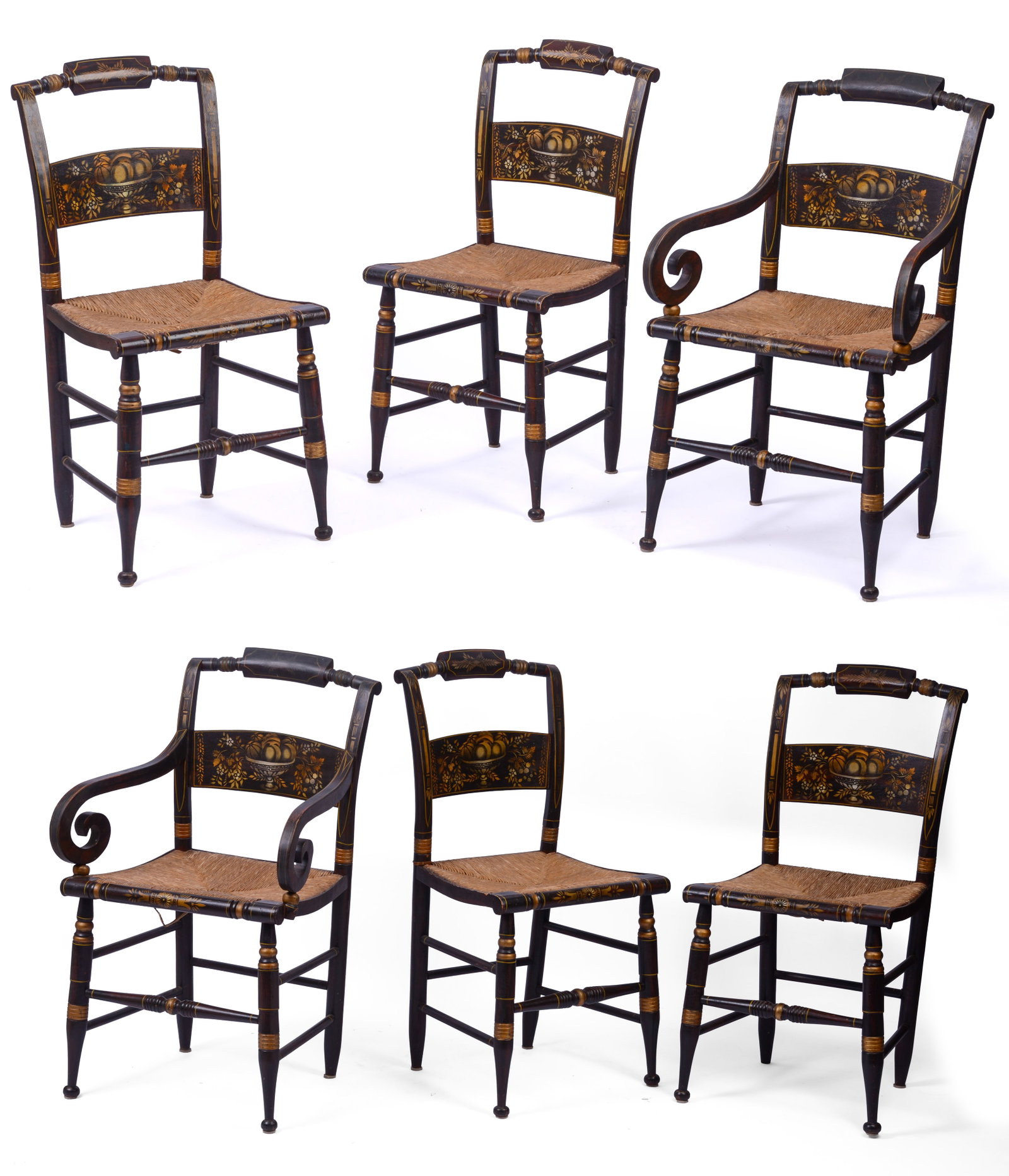 Six Hitchcock Painted Chairs. (1 of 8)