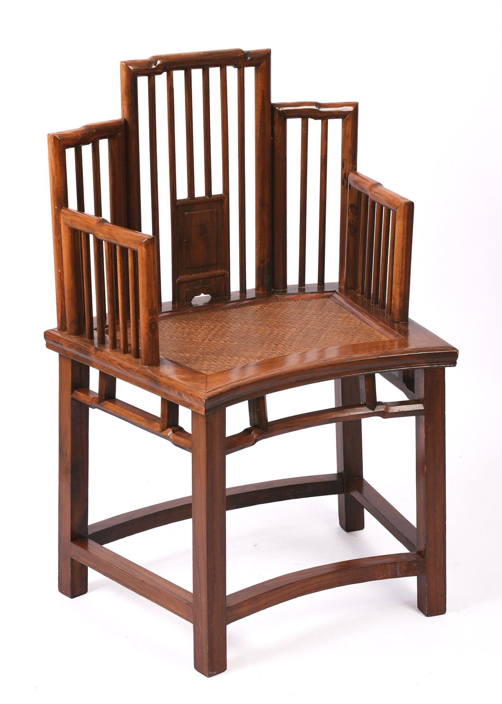 Chinese Hardwood Armchair.: Overall height 38 inches, width 24 inches, depth 18 inches. Repaired break to stretcher.