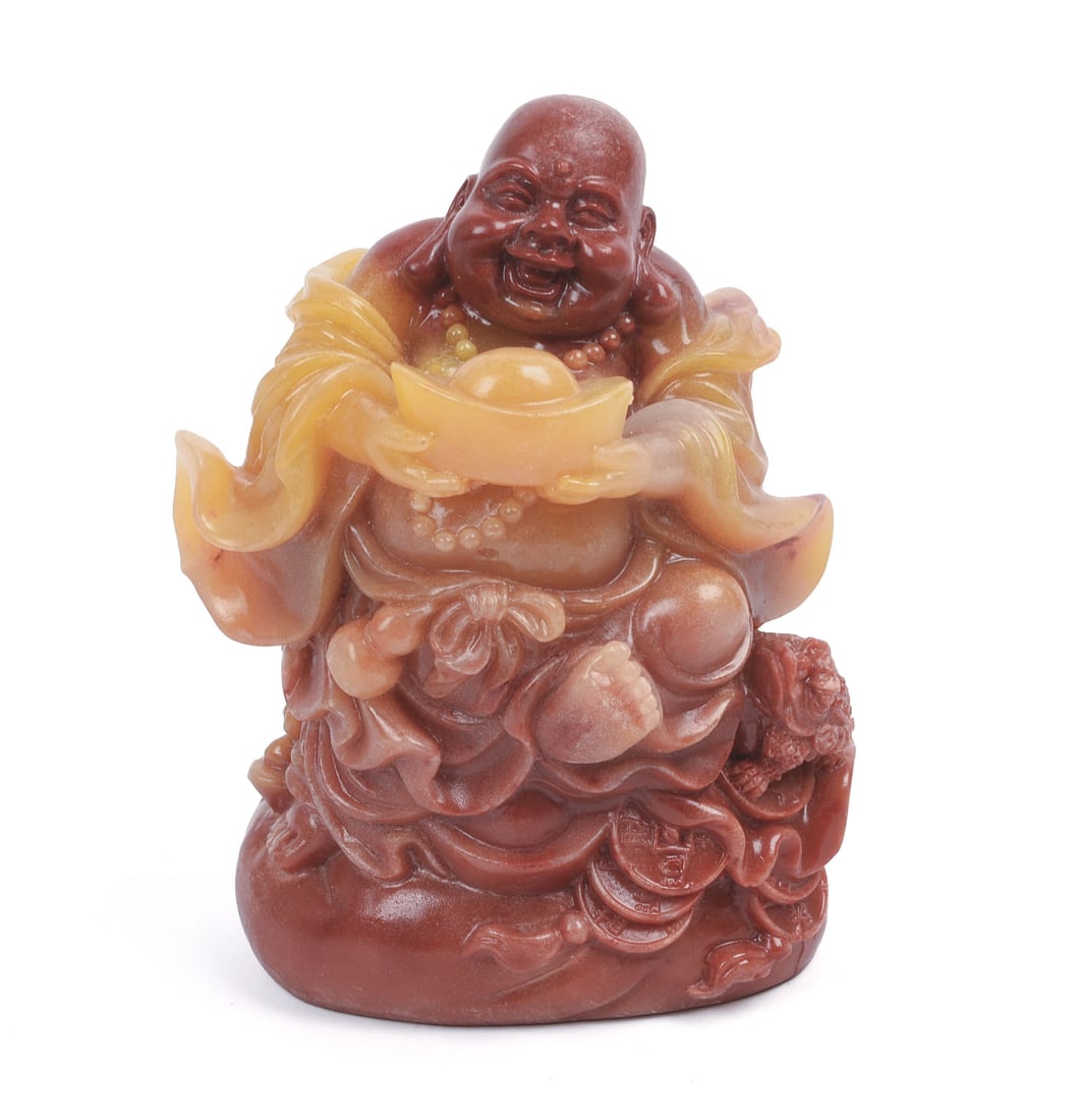 Chinese Carved Soapstone Buddha.: Height 4.5 inches, good condition.