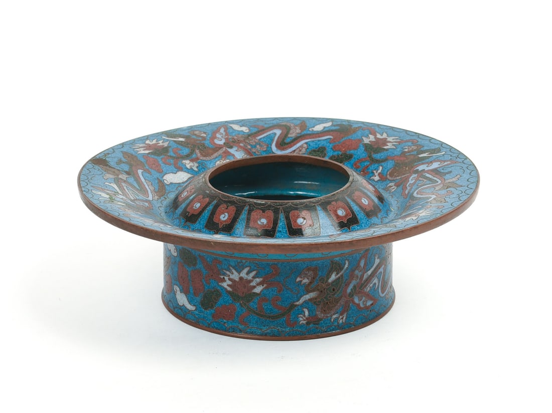 Chinese Cloisonne Censer.: Height 2.5 inches, diameter 7 inches. Good condition.