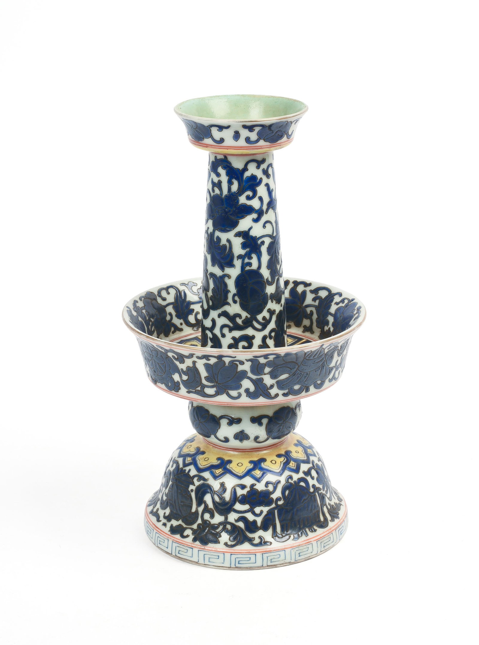 Chinese Porcelain Candle Holder.: Height 10.5 inches.