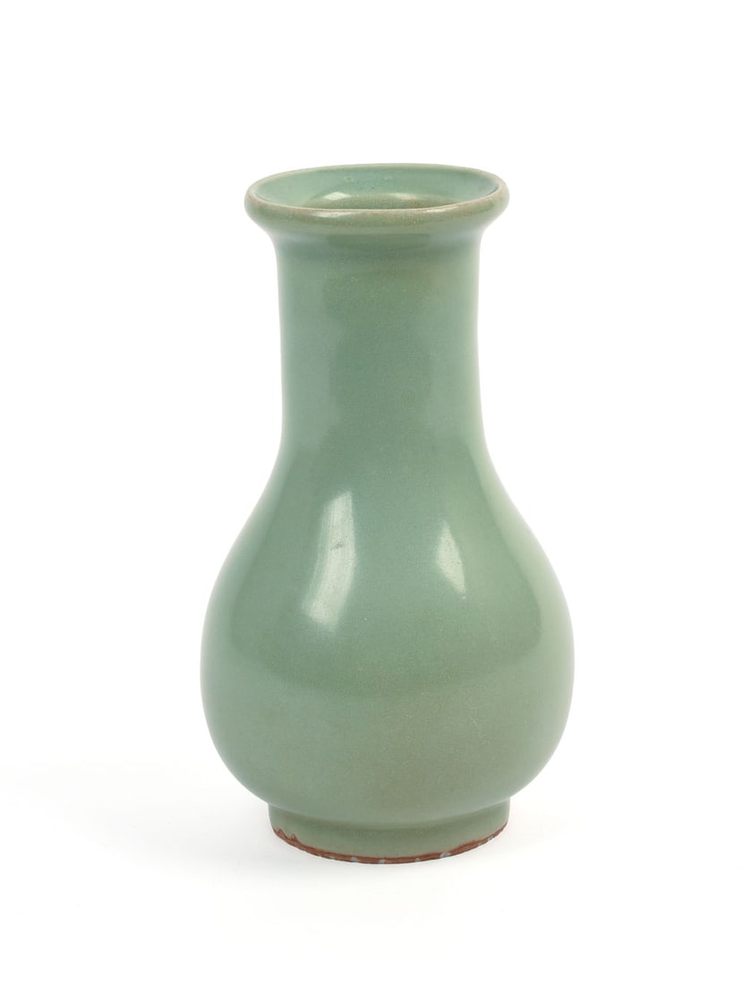 Chinese Porcelain Celadon Glaze Vase.: Height 6 inches. Small chip to foot rim.