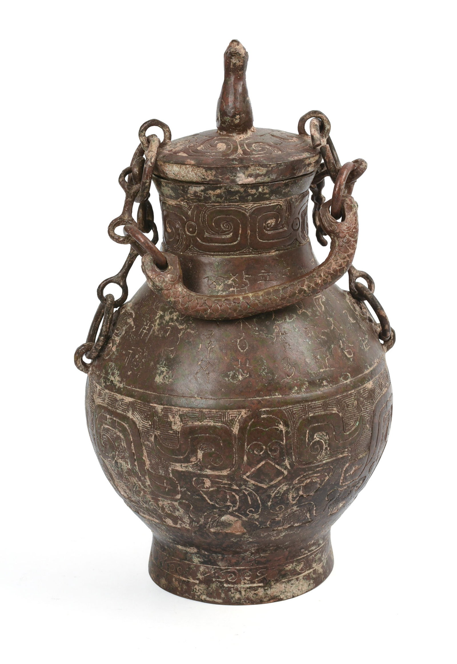 Chinese Bronze Covered Jar.: Height 13 inches.
