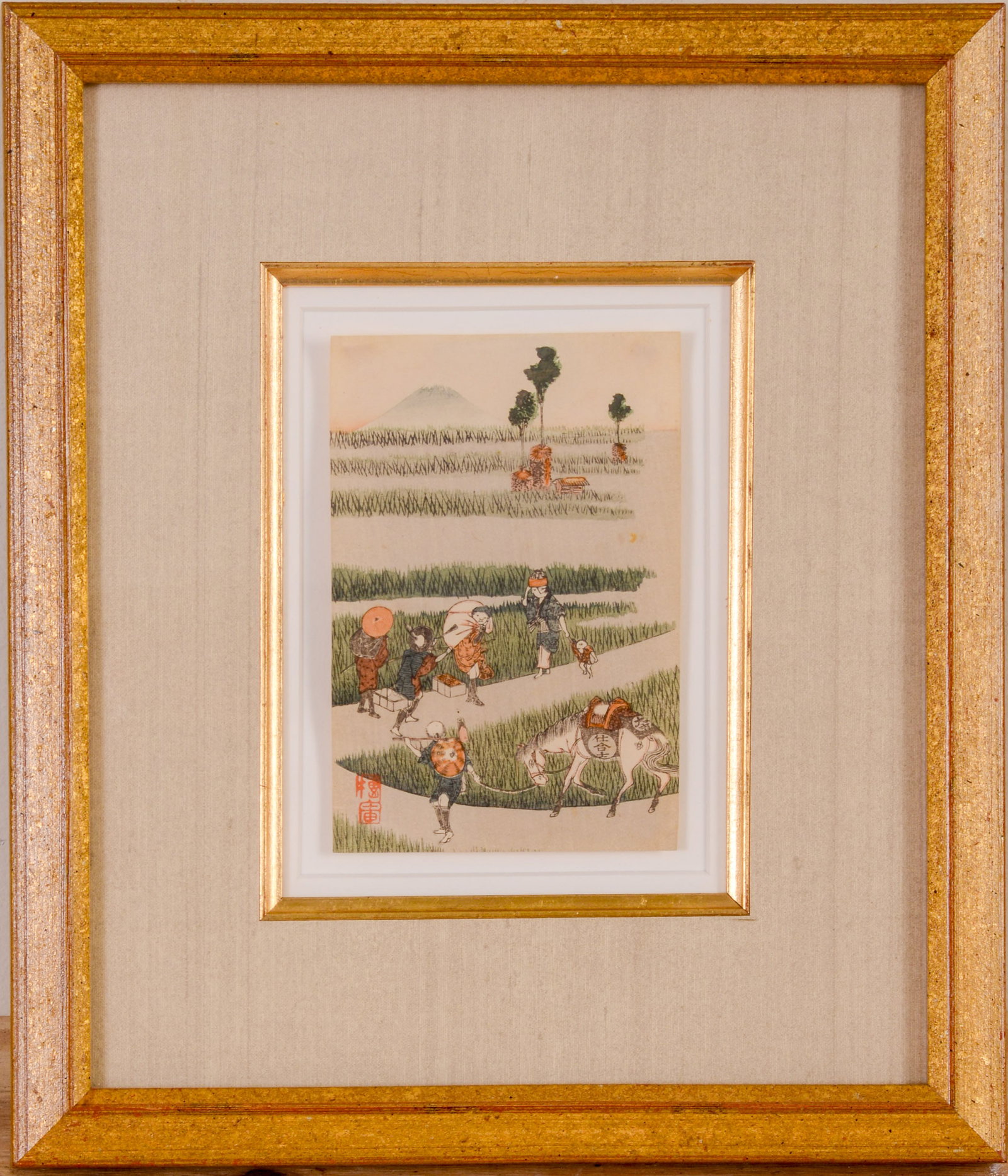 Small Chinese Watercolor.: 5.5 x 3.5 inches. Framed, 12 x 10.5 inches.
