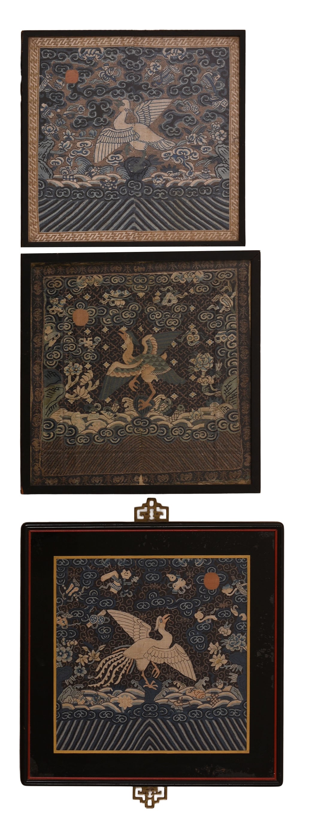 Three Chinese Embroidered Rank Badges (1 of 2)