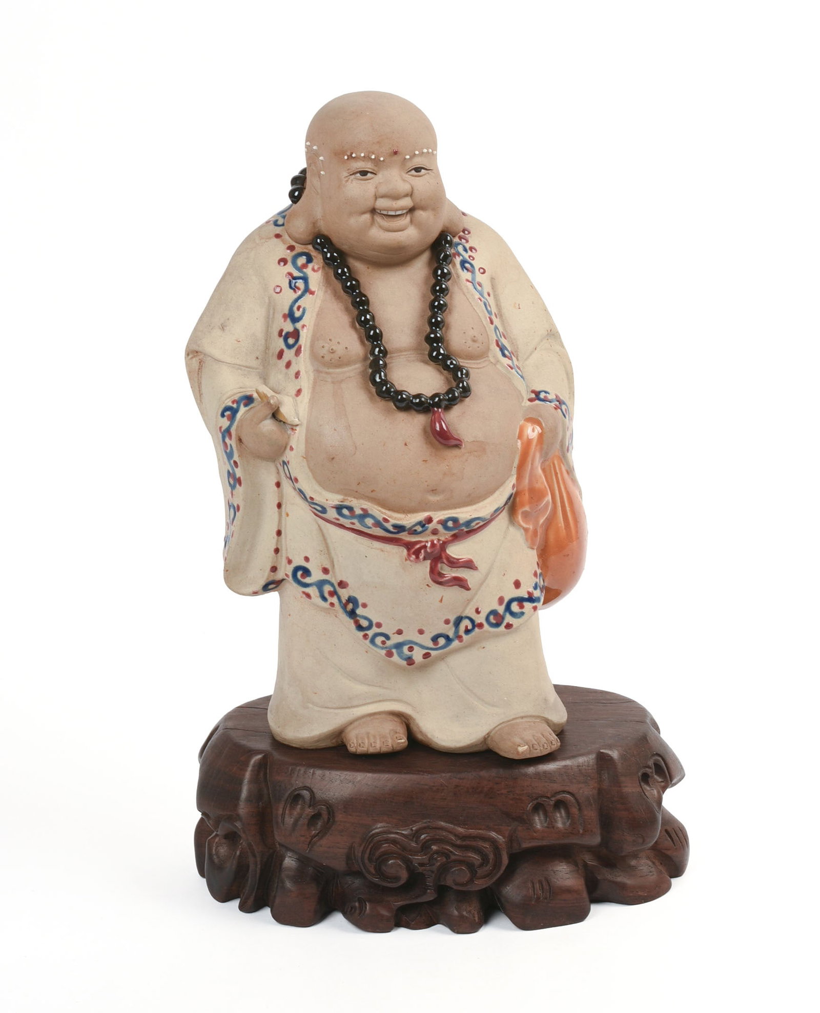 Ceramic Buddha on Hardwood Stand (1 of 7)