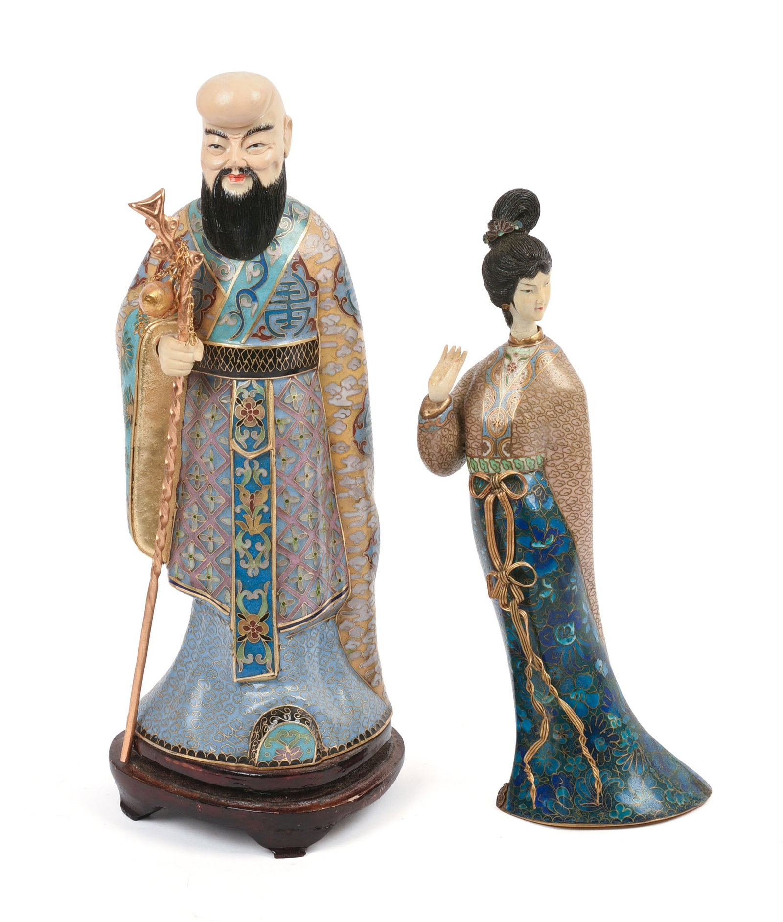 Two Chinese Porcelain Figures.: Heights 10.5 and 12.5 inches.