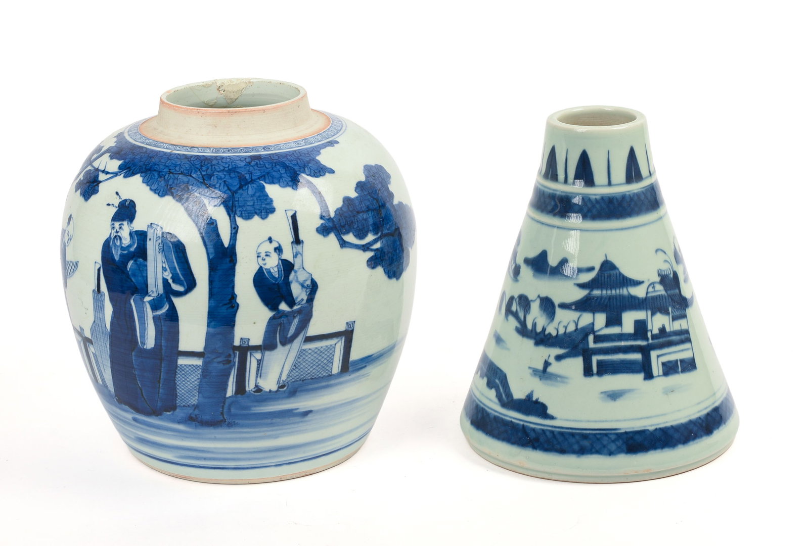 Chinese Blue and White Ginger Jar and a Funnel. (1 of 6)