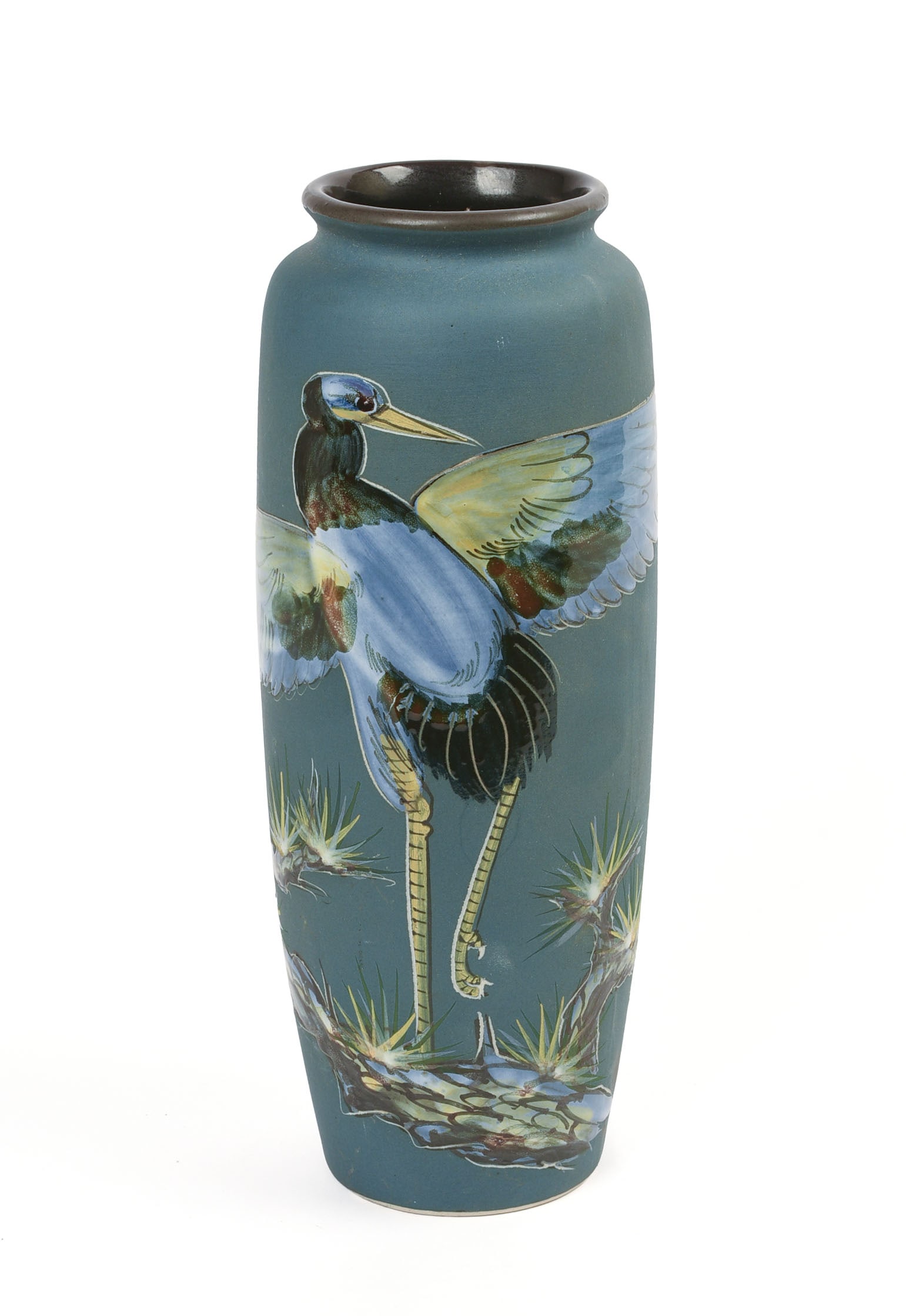Chinese Porcelain Vase With Heron.: Height 11 inches.