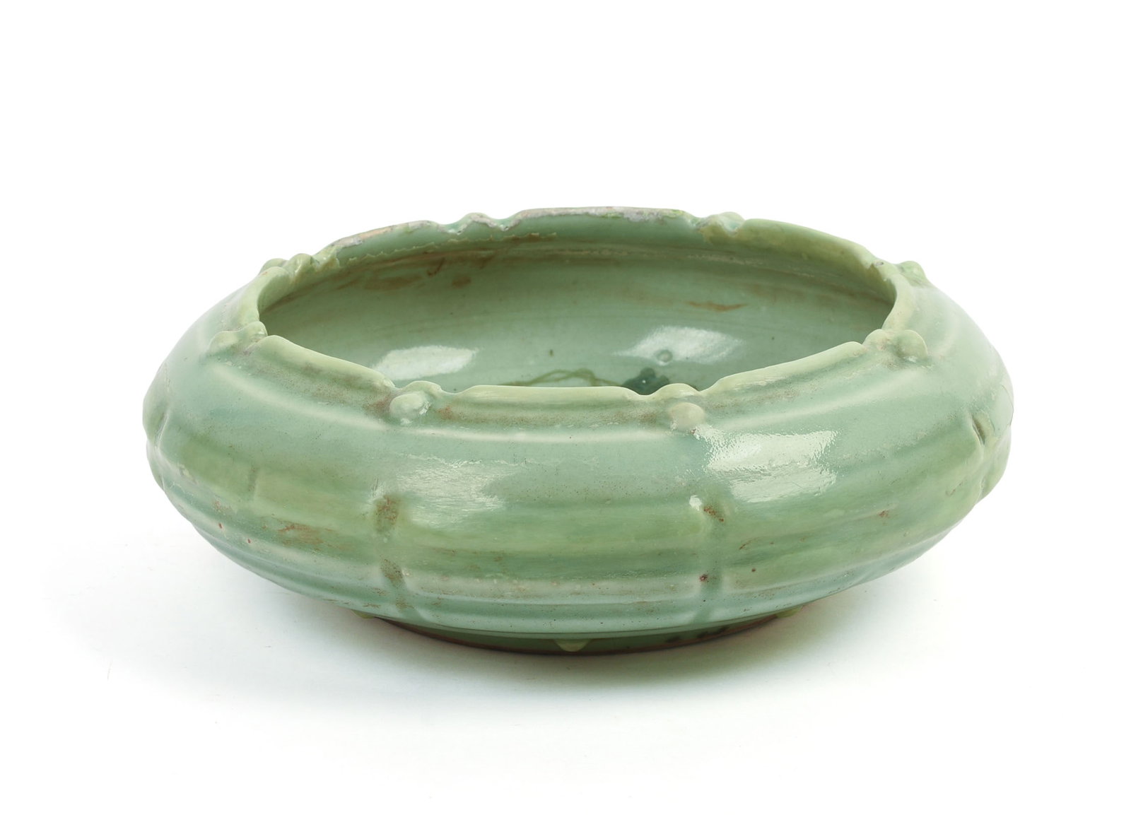 Chinese Celadon Low Bowl With Fish.: Diameter 10 inches.