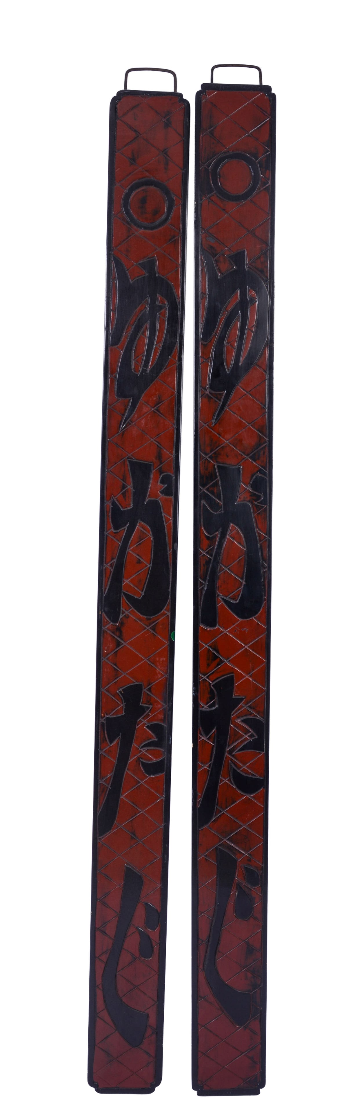 Pair of Asian Lacquer Panels: 6 feet by 5.5 inches.