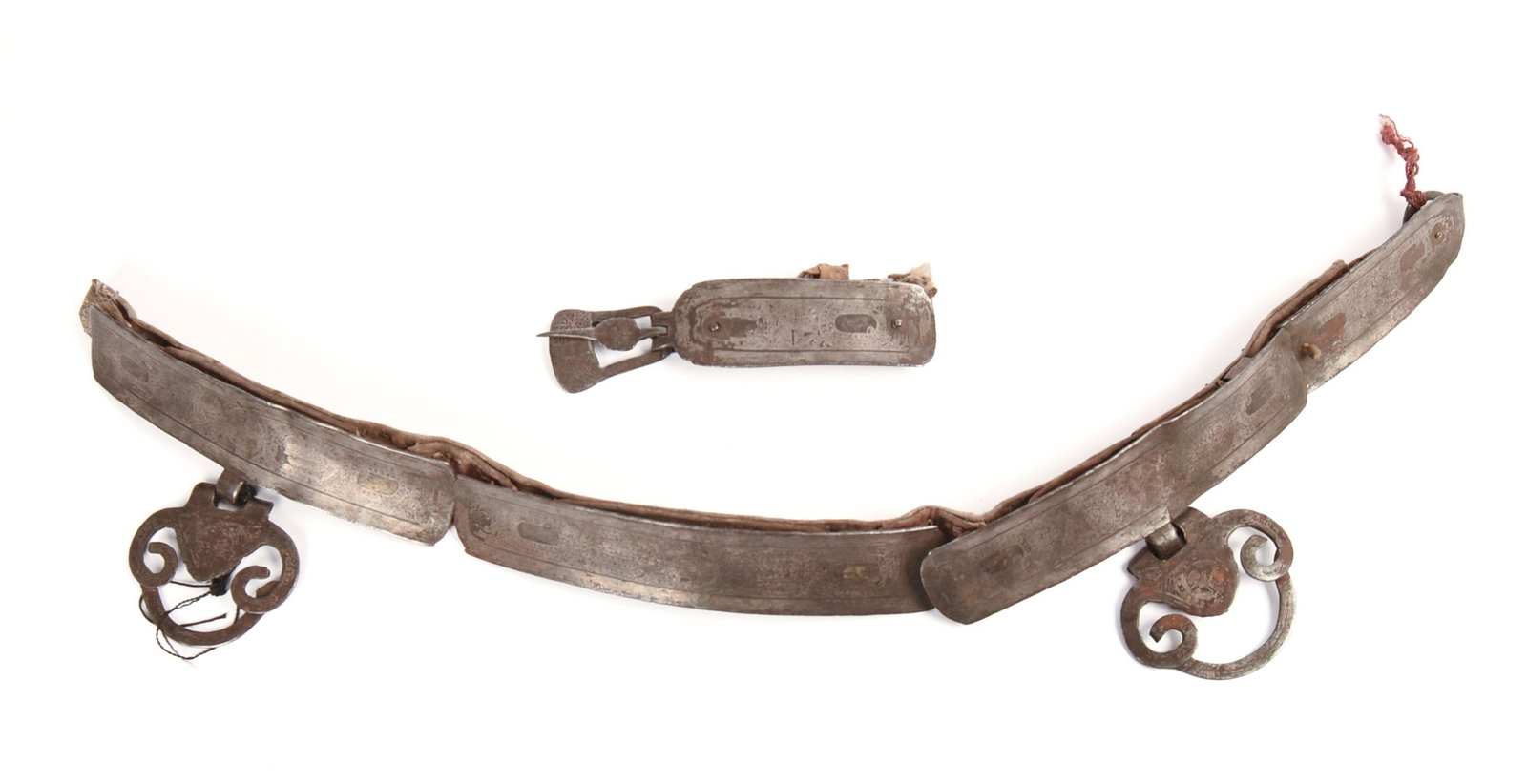 Tibetan Leather and Silvered Steel Belt.: Length 33 inches. Needs restoration.