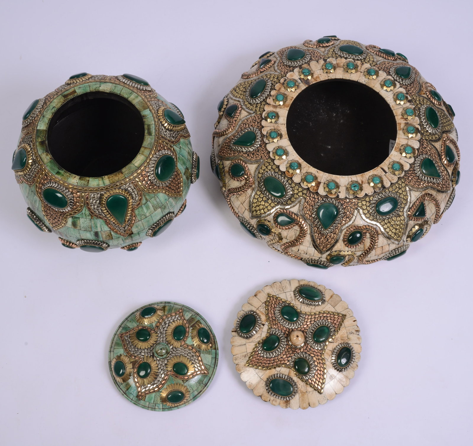 Two Yak Bone and Stone Storage Jars. - 2