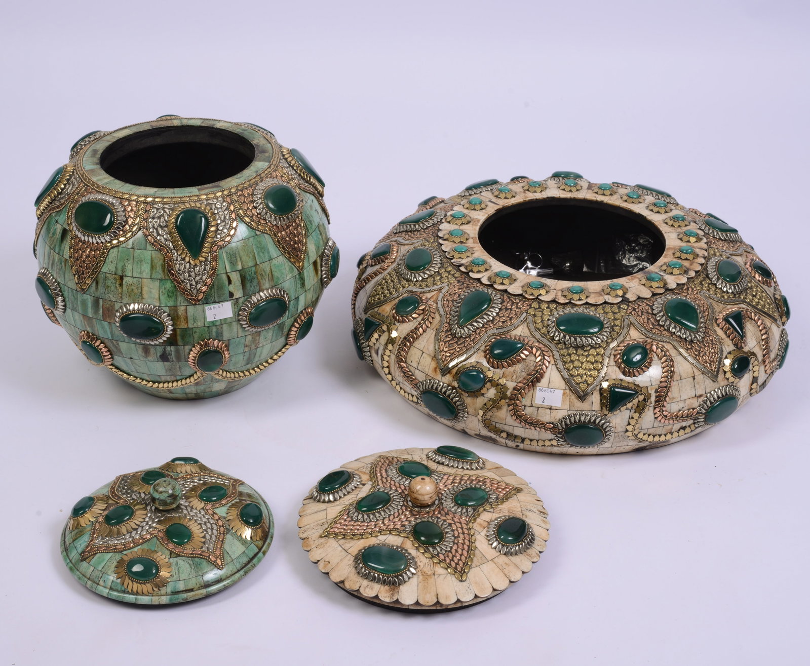 Two Yak Bone and Stone Storage Jars. - 3