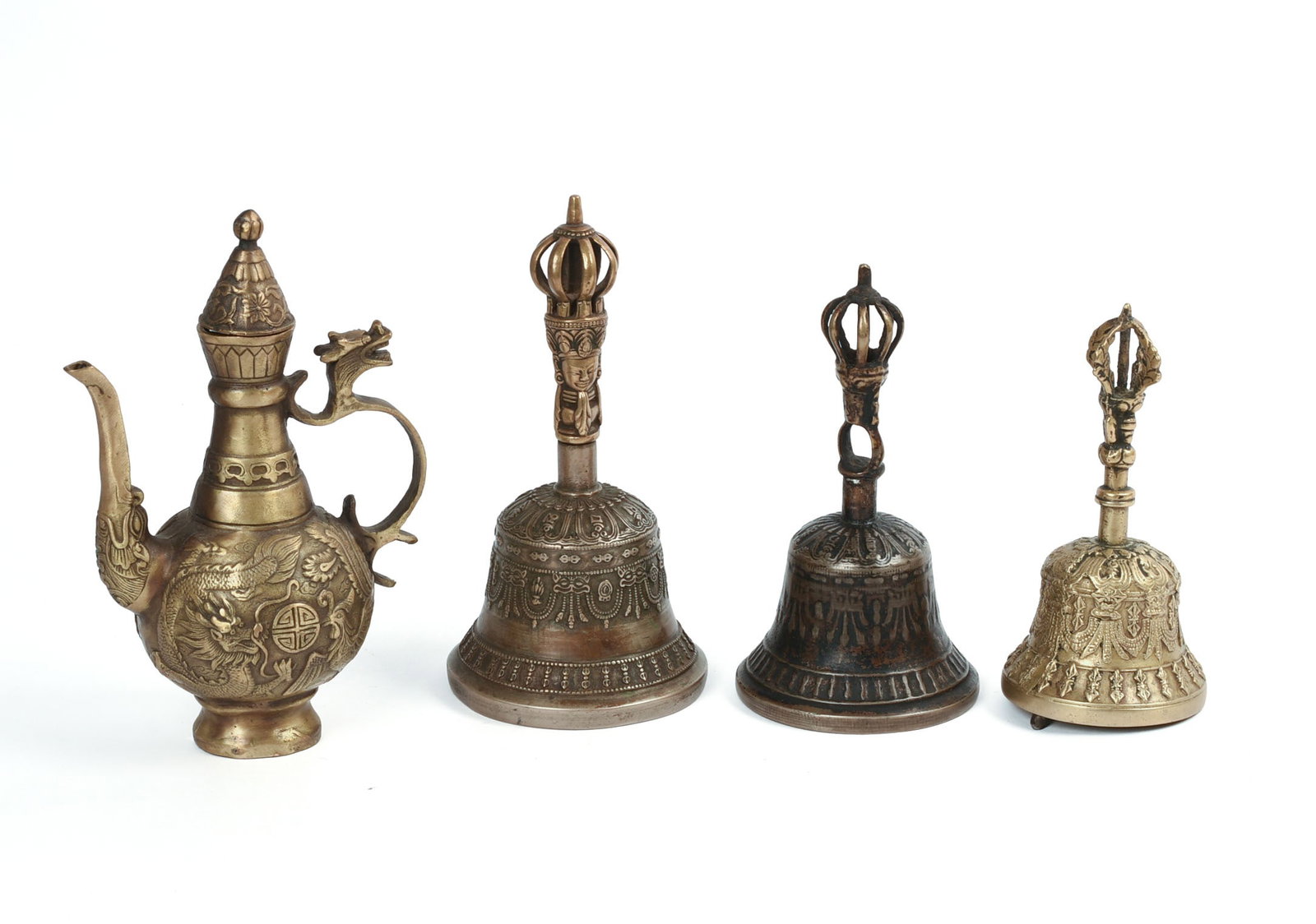 Four Tibetan Metalware Pieces. (1 of 4)