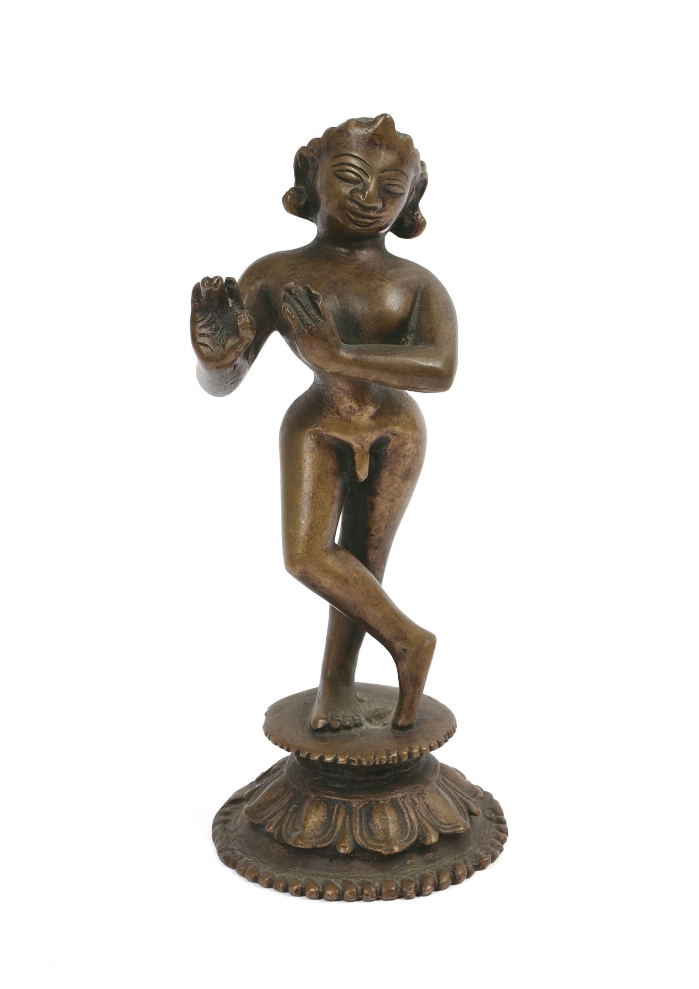 19th Century Indian Bronze Figure of a Dancing Woman.: Height 7.5 inches.