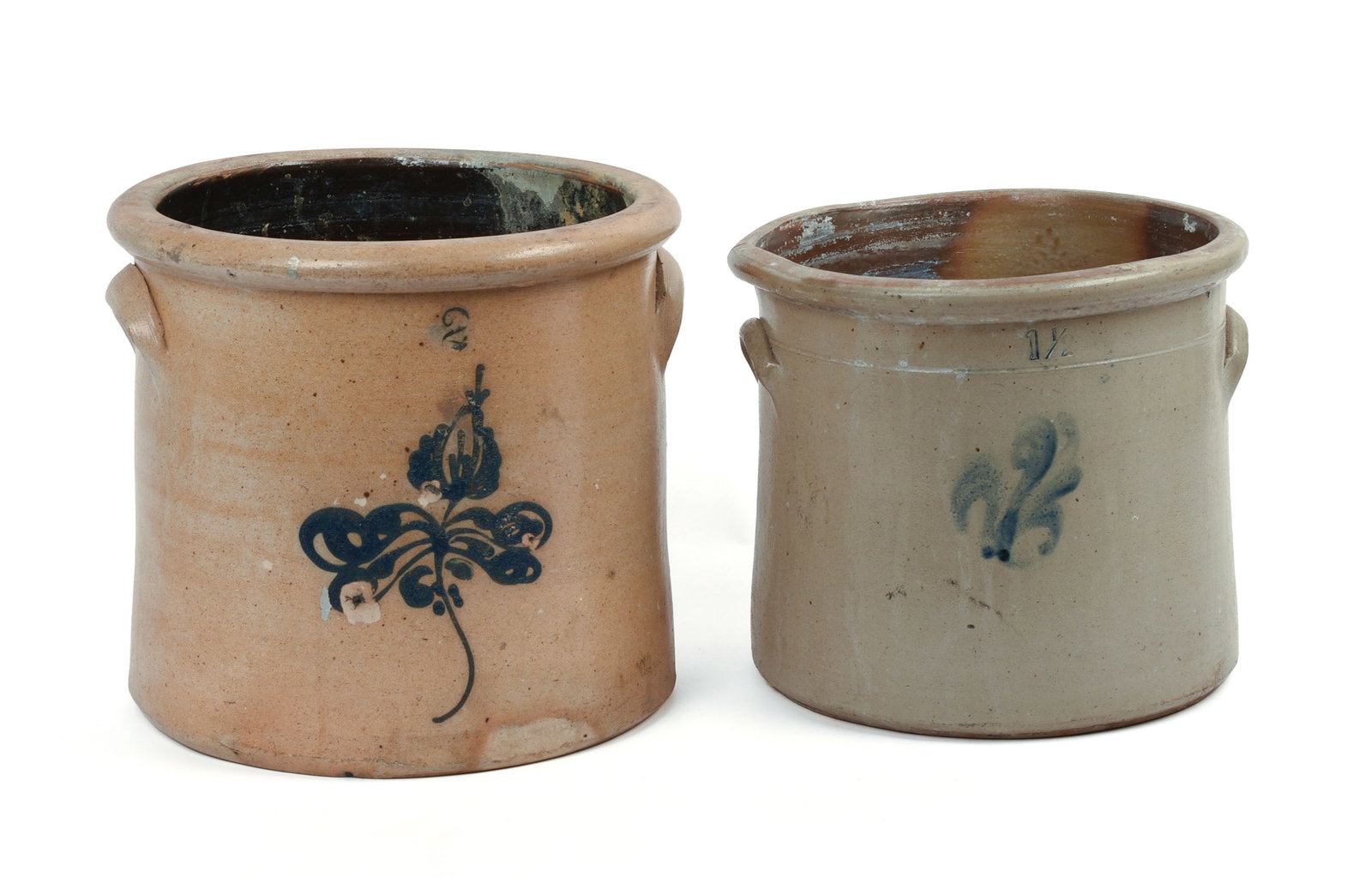 Two Stoneware Crocks With Cobalt Blue Decoration. (1 of 6)