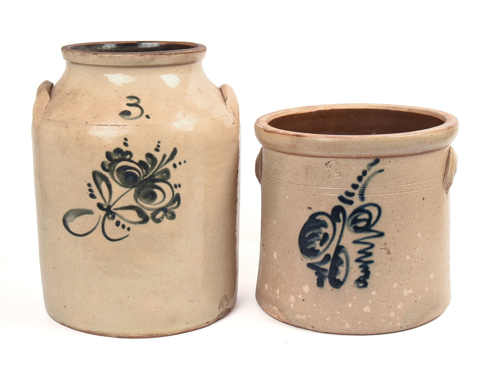 Two Stoneware Crocks With Cobalt Blue Decoration. (1 of 8)