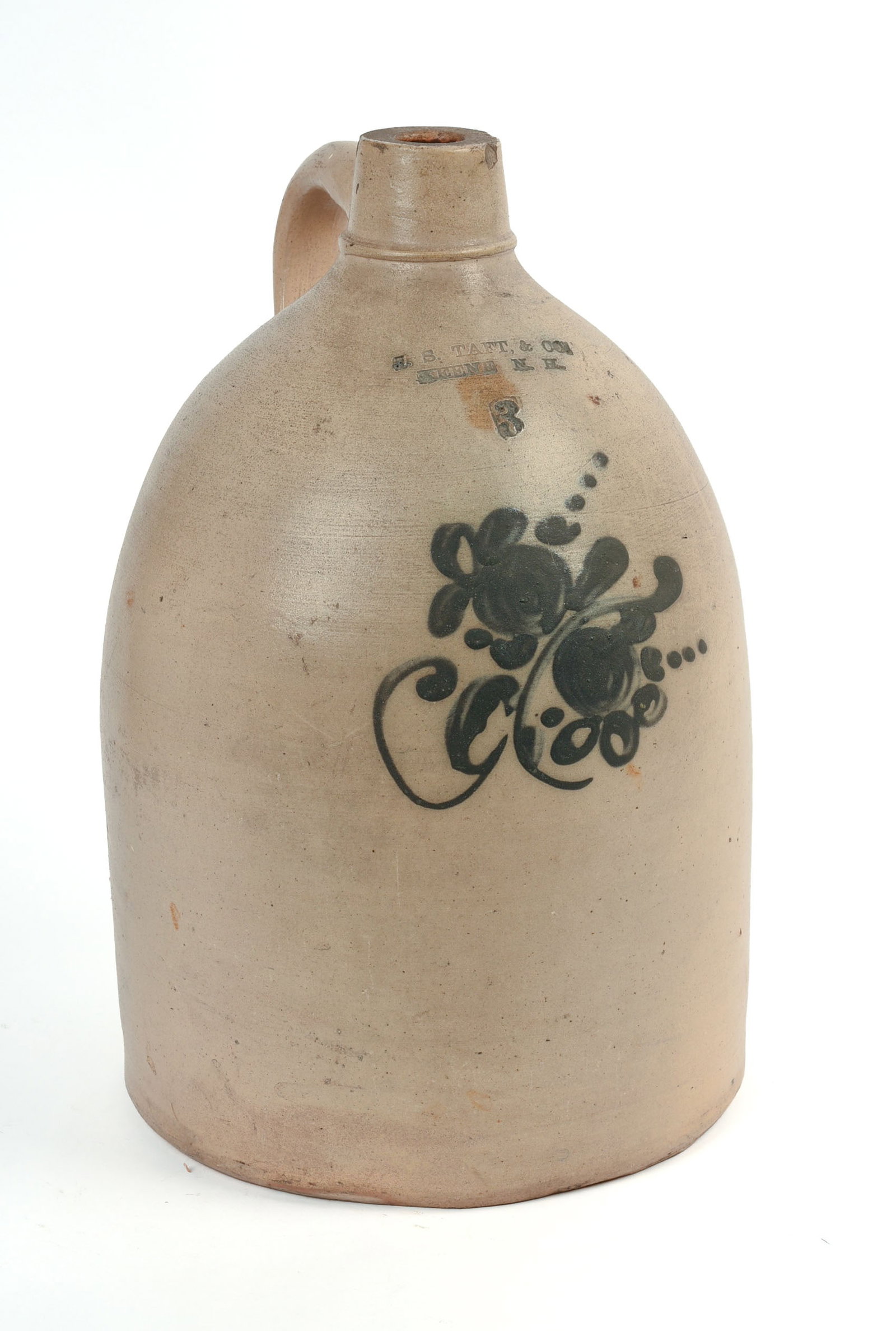 Taft & Co. Stoneware Jug.: Height 16 inches. A few chips at rim.