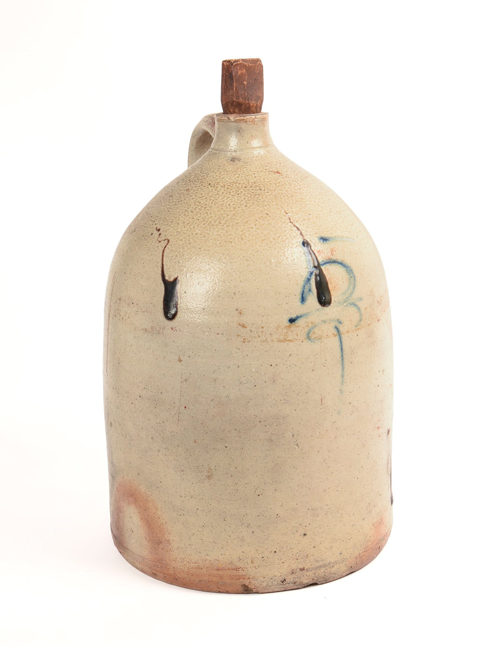 Large Stoneware Jug With Cobalt Blue Decoration.: Height 19 inches.