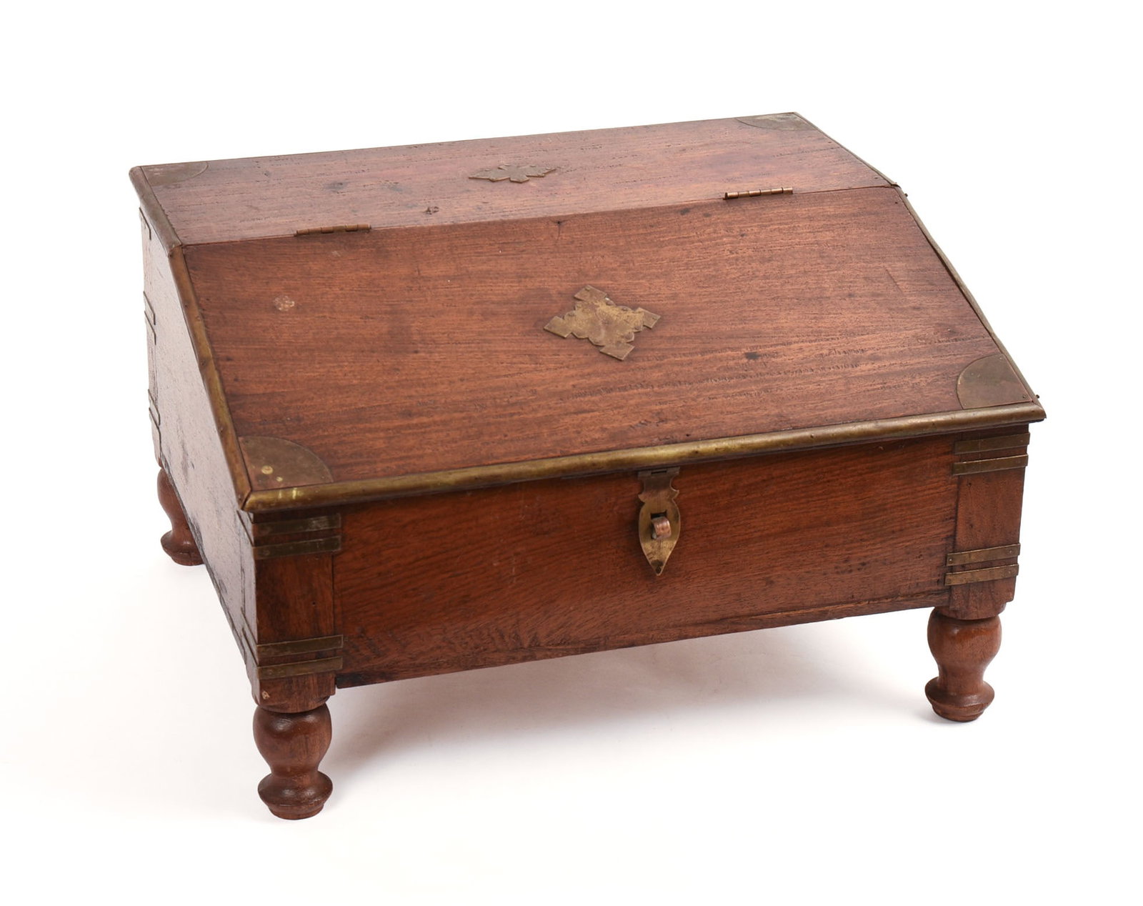 English Mahogany Brass Bound Document Box.: 9 x 15 x 12 inches.