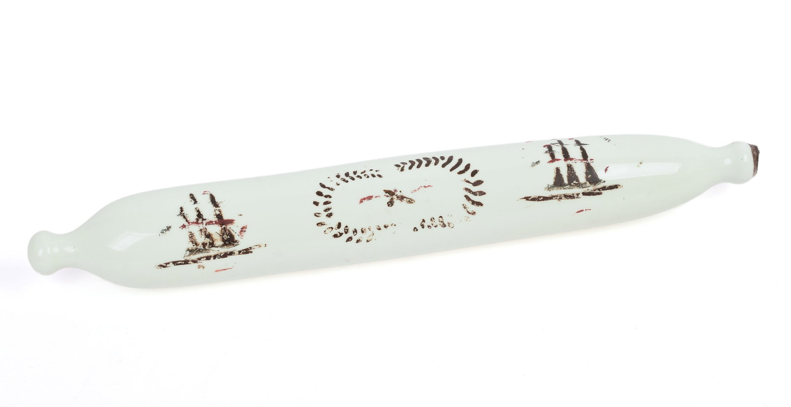 Antique Glass Rolling Pin.: Length 14 inches.