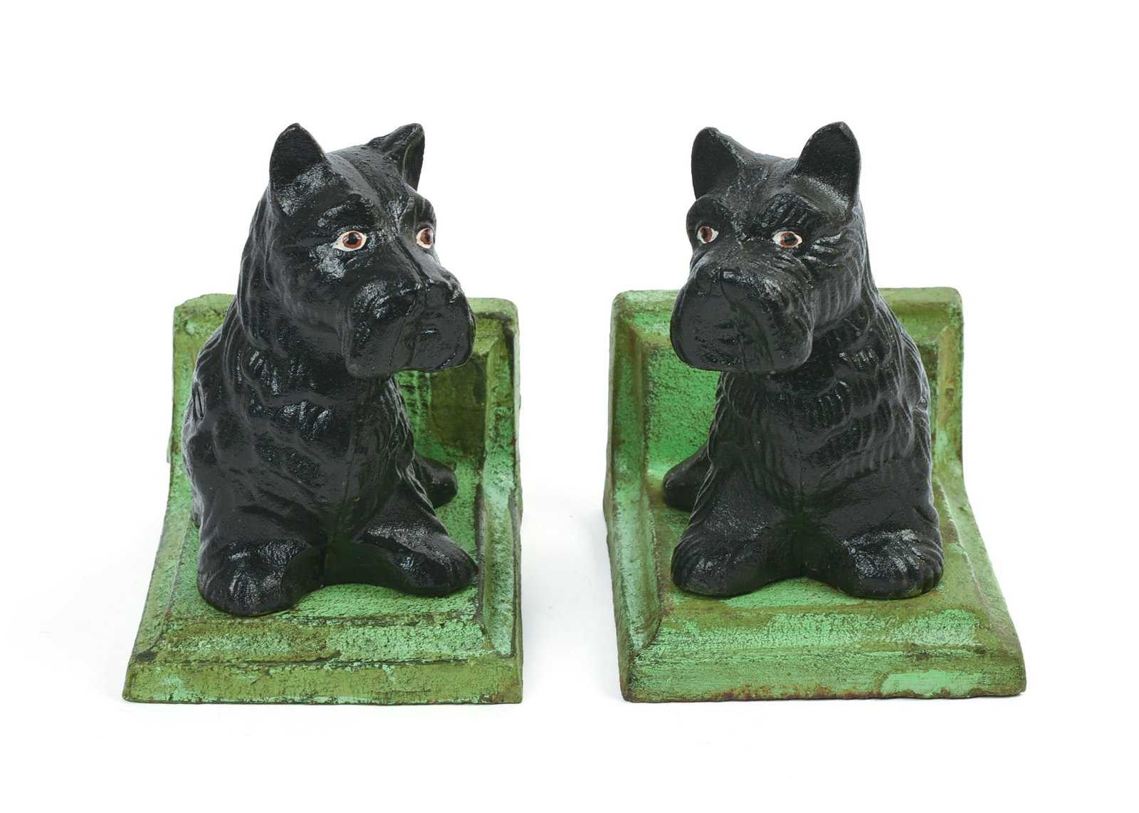 Pair of Cast Iron Scottie Dog Bookends.: Height 5 inches. Repainted.