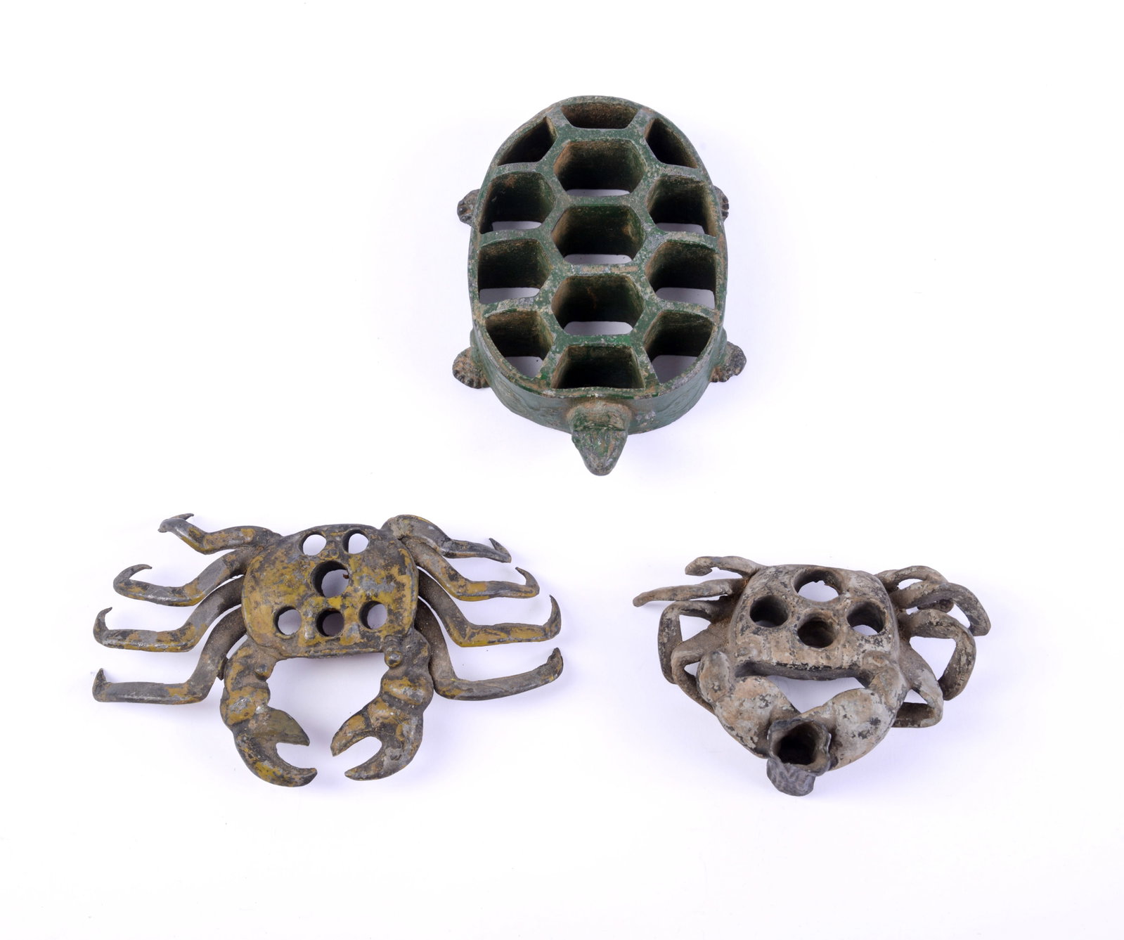 Three Antique Metal Flower Frogs (1 of 3)
